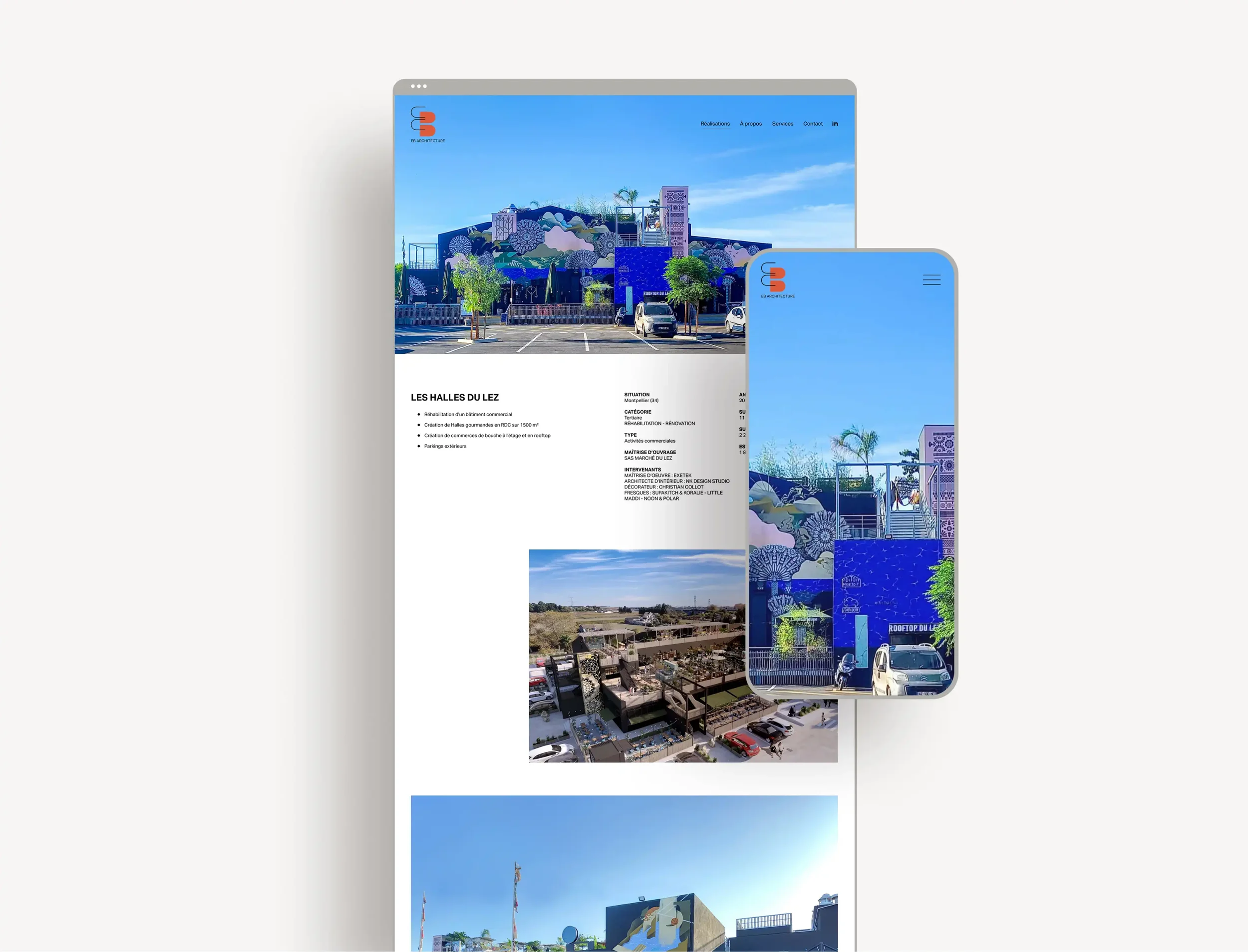 Design d’une page projet pour valoriser le portfolio d’une architecte, par Mathilde Lafargue