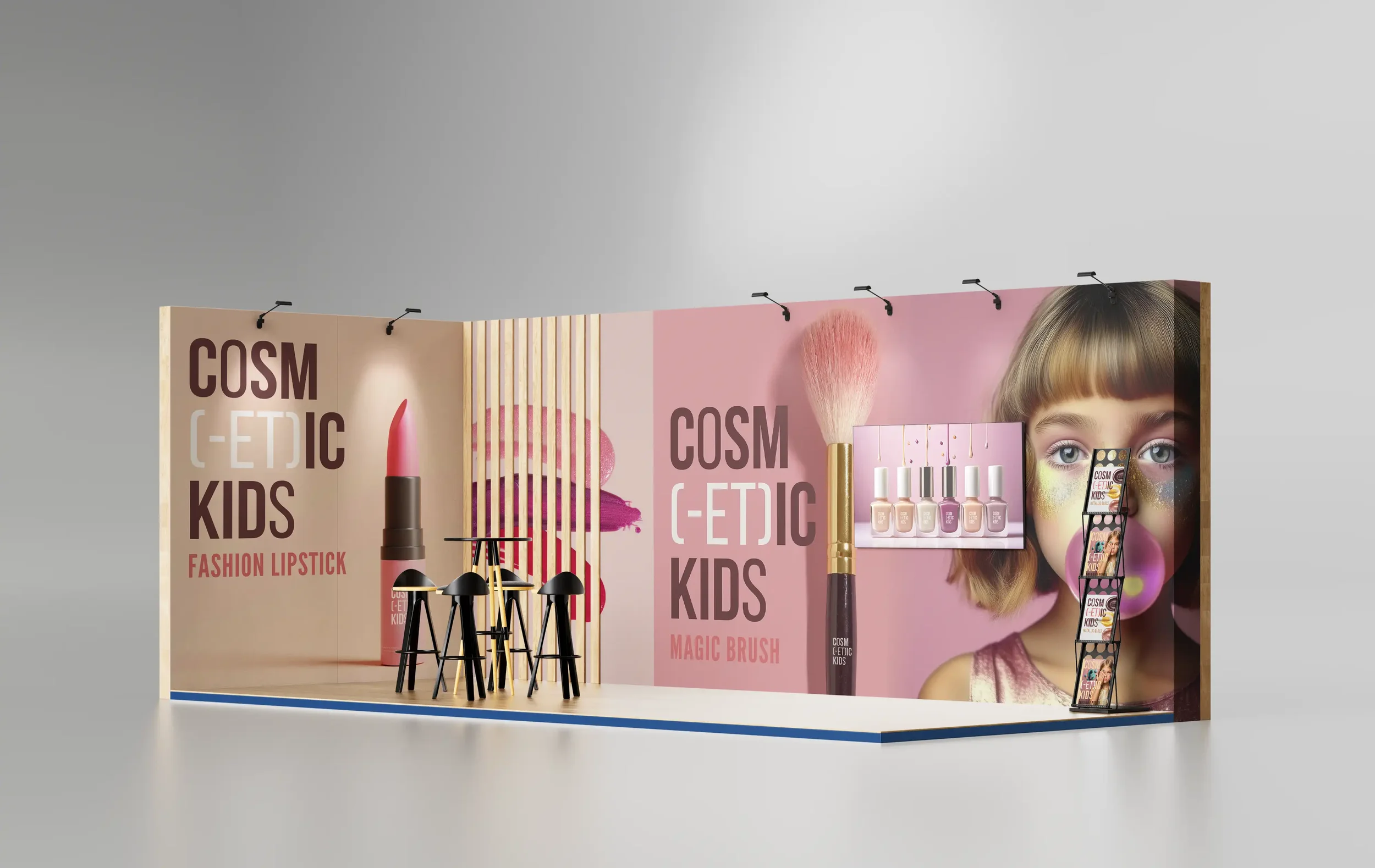 Maquette de stand pour une marque de cosmétiques haut de gamme, par Mathilde Lafargue