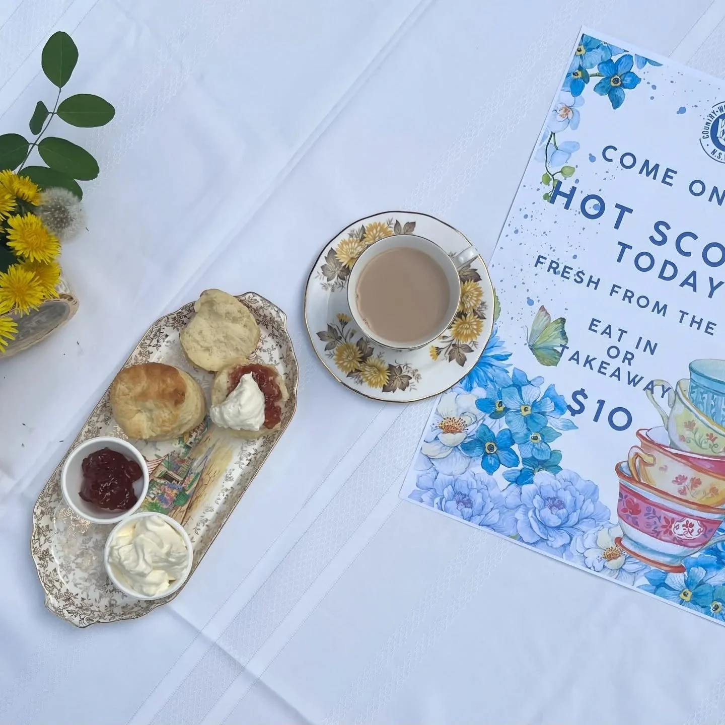 Come on down and see us on this glorious sunny morning. .... Devonshire teas are $10 and we have lots of items for sale... see you there.