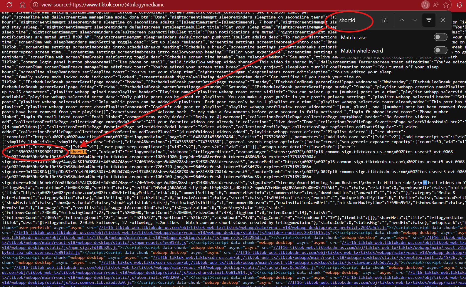 Screenshot of a webpage with code, with a focus on a section highlighted with a red rectangle. The code contains HTML, JSON, and JavaScript snippets.