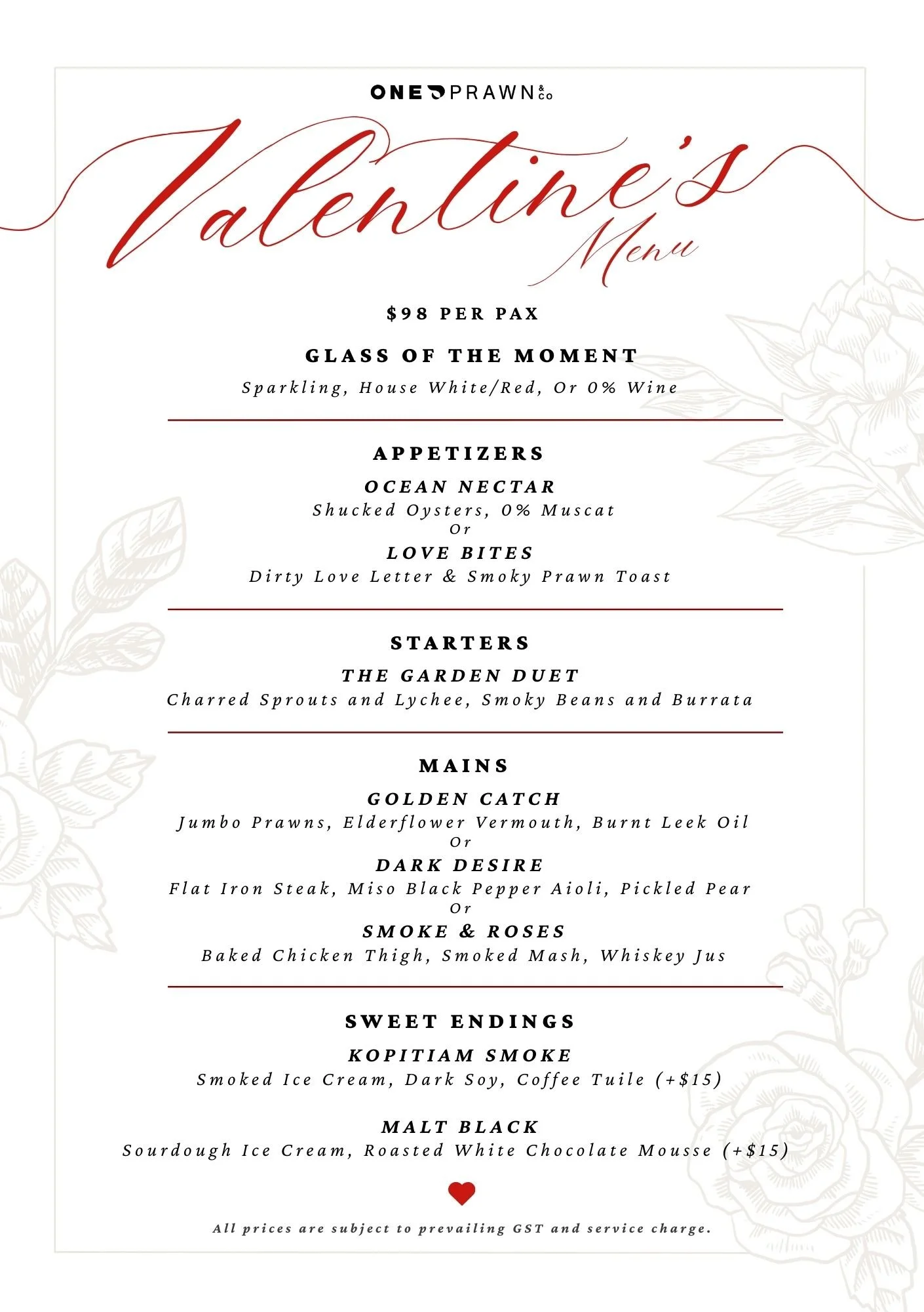VALENTINE MENU: THE FIRST SPARK