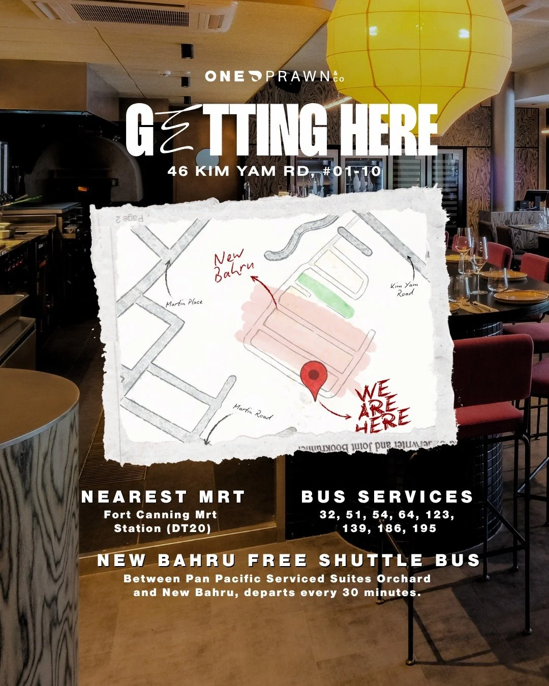 Located in the heart of @newbahru, getting here is simpler than it seems.

Hop on the free shuttle bus from Pan Pacific Serviced Suites along Somerset Road to New Bahru, or make your way via Fort Canning MRT and nearby bus routes.

Easy enough, right