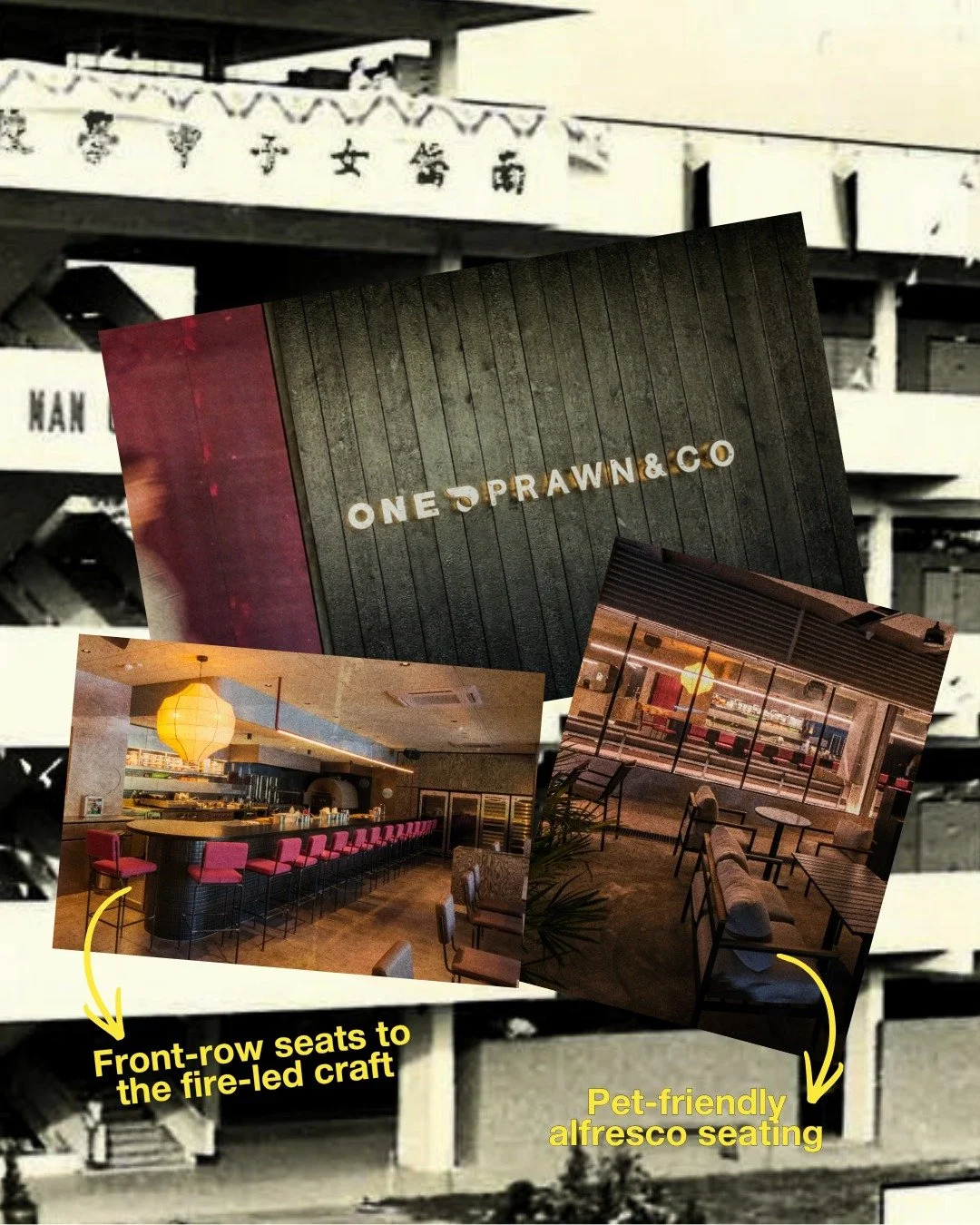 Did you know that One Prawn &amp; Co sits right where the former Nan Chiau High&rsquo;s canteen once was?

Today, that same spot is home to counter seats for those who want to watch the craft up close, cosy tables for intimate gatherings and pet-frie