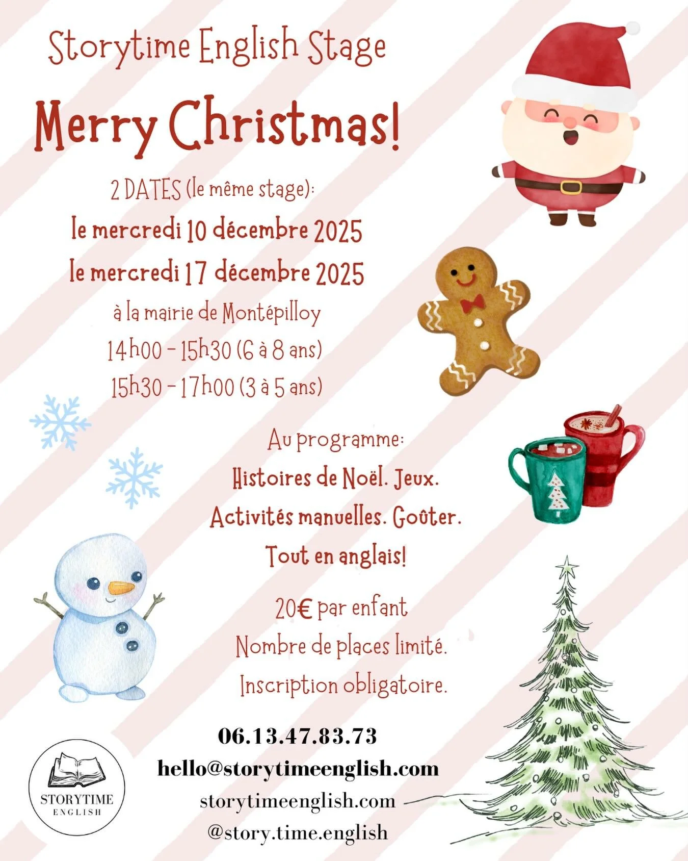 Venez nous rejoindre pour s&rsquo;amuser en anglais! 🎄 #mont&eacute;pilloy #storytimeenglish #villedesenlis #senlis #oise #stagespourenfants #atelierspourenfants #apprendreanglais #apprendrelanglais #englishteacher #merrychristmas #christmasstage