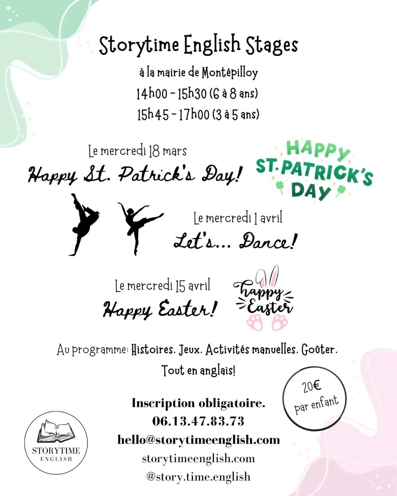 Venez nous rejoindre pour s&rsquo;amuser en anglais! Des histoires, des jeux, des activit&eacute;s manuelles et un go&ucirc;ter - tout en anglais! #storytimeenglish #mont&eacute;pilloy #villedesenlis #stagespourenfants #apprendreensamusant