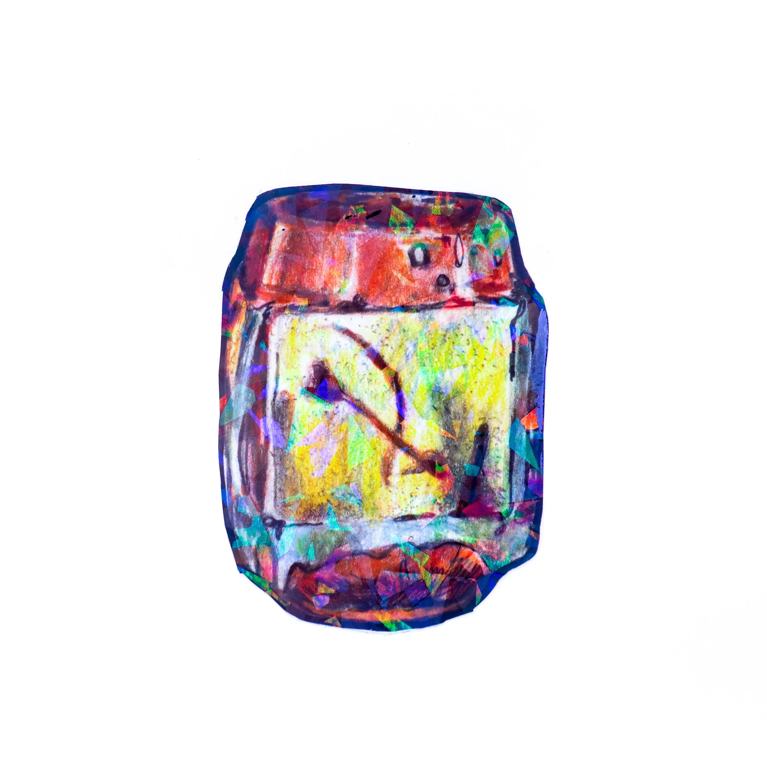 Red and Wonky Holographic Sticker