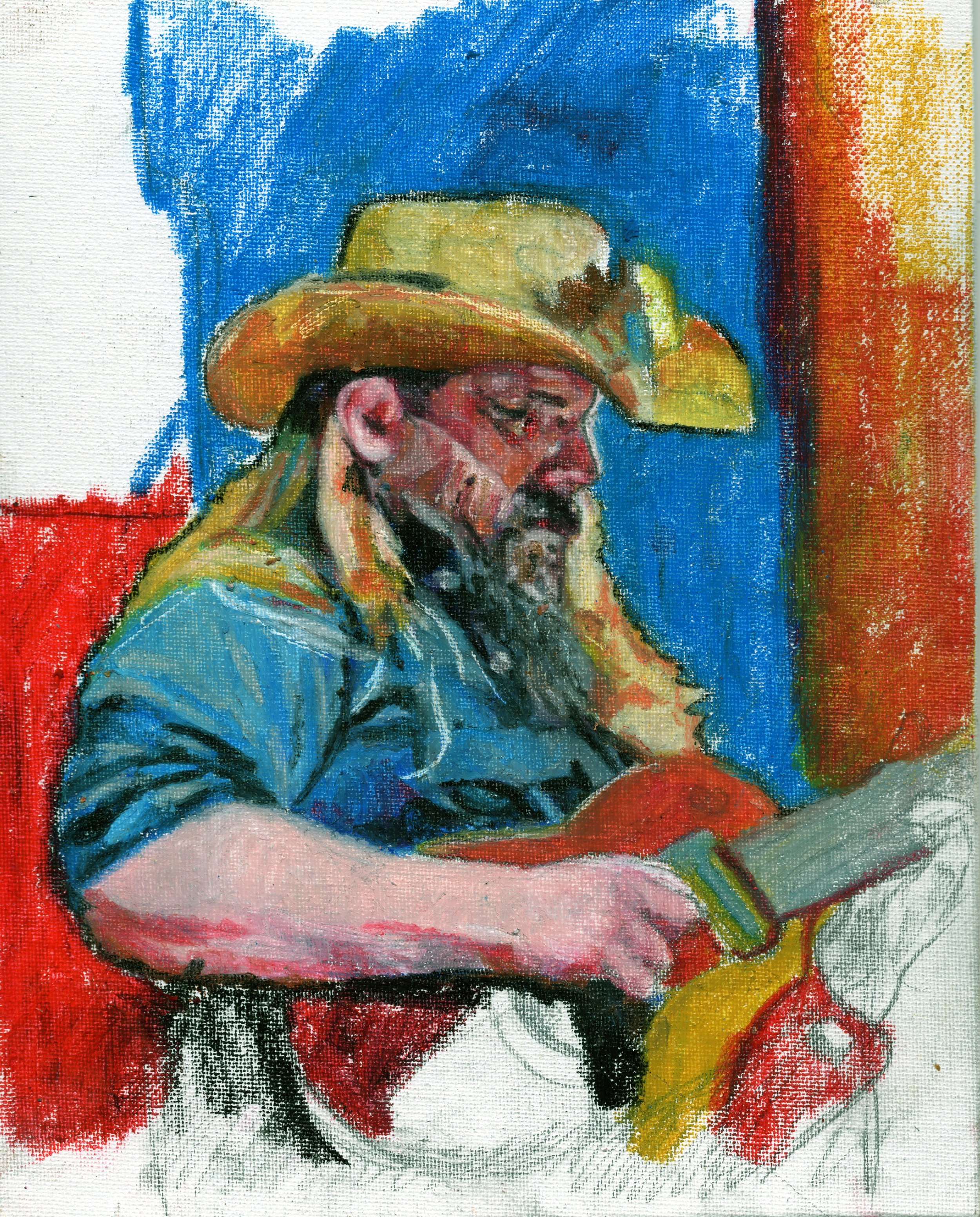 Sunset Country Oil Pastel Painitng