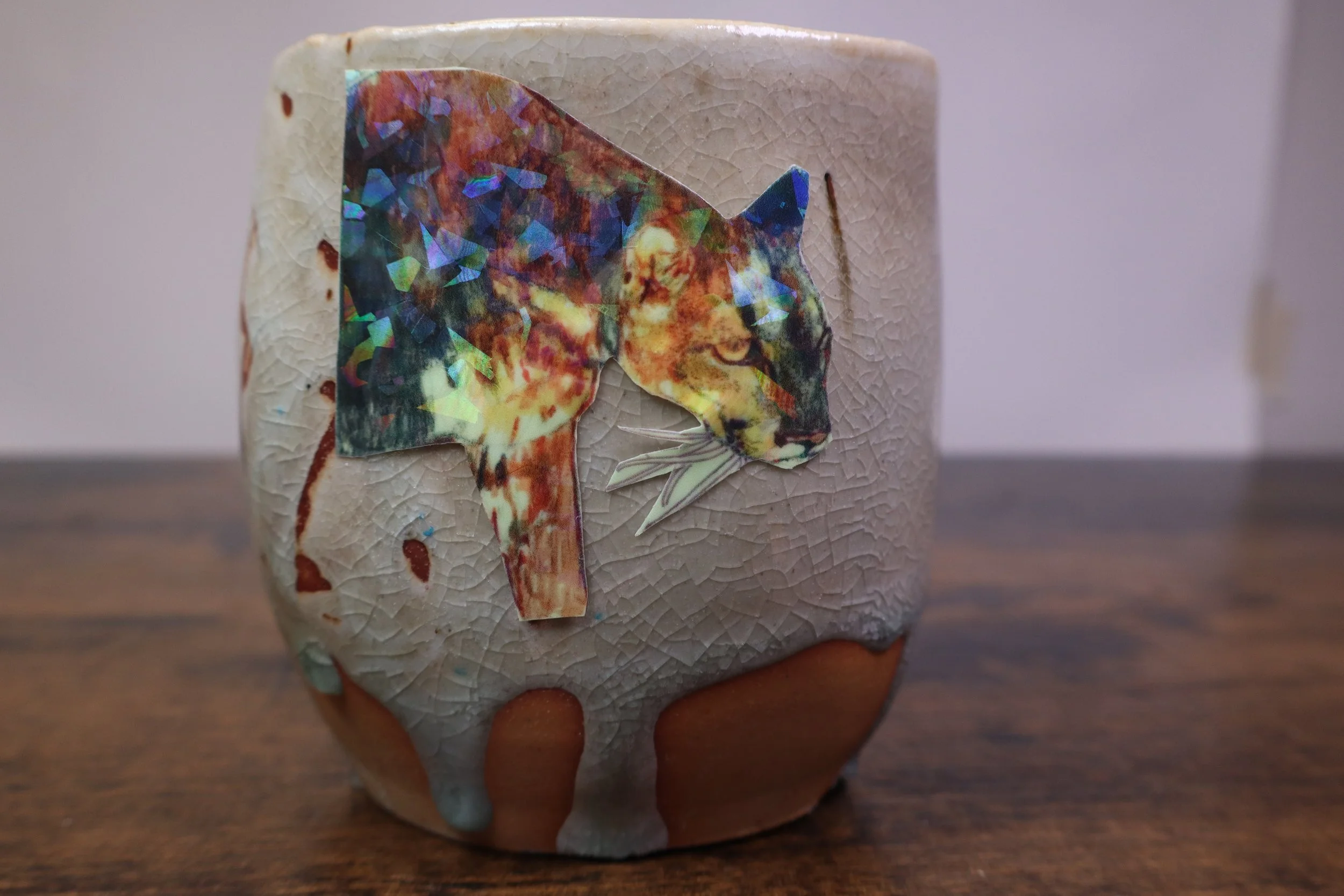 Cat in the hunt Holographic Sticker