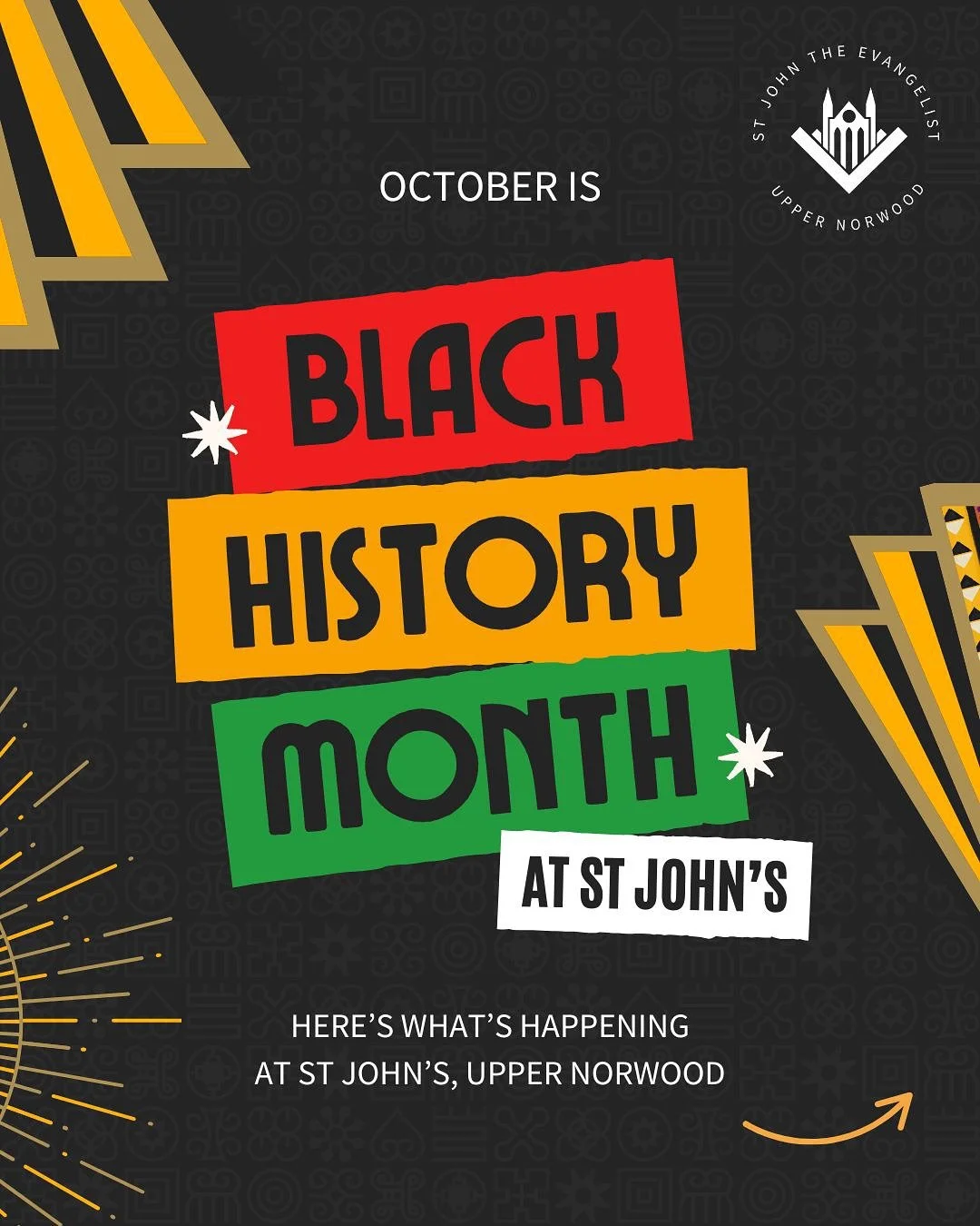 🎉 October is Black History Month at St John&rsquo;s, Upper Norwood! ✊🏿

Join us for a series of events celebrating Afro Deco&mdash;honouring 100 years of the Art Deco movement and the African and Caribbean influences that shaped it. There&rsquo;s s