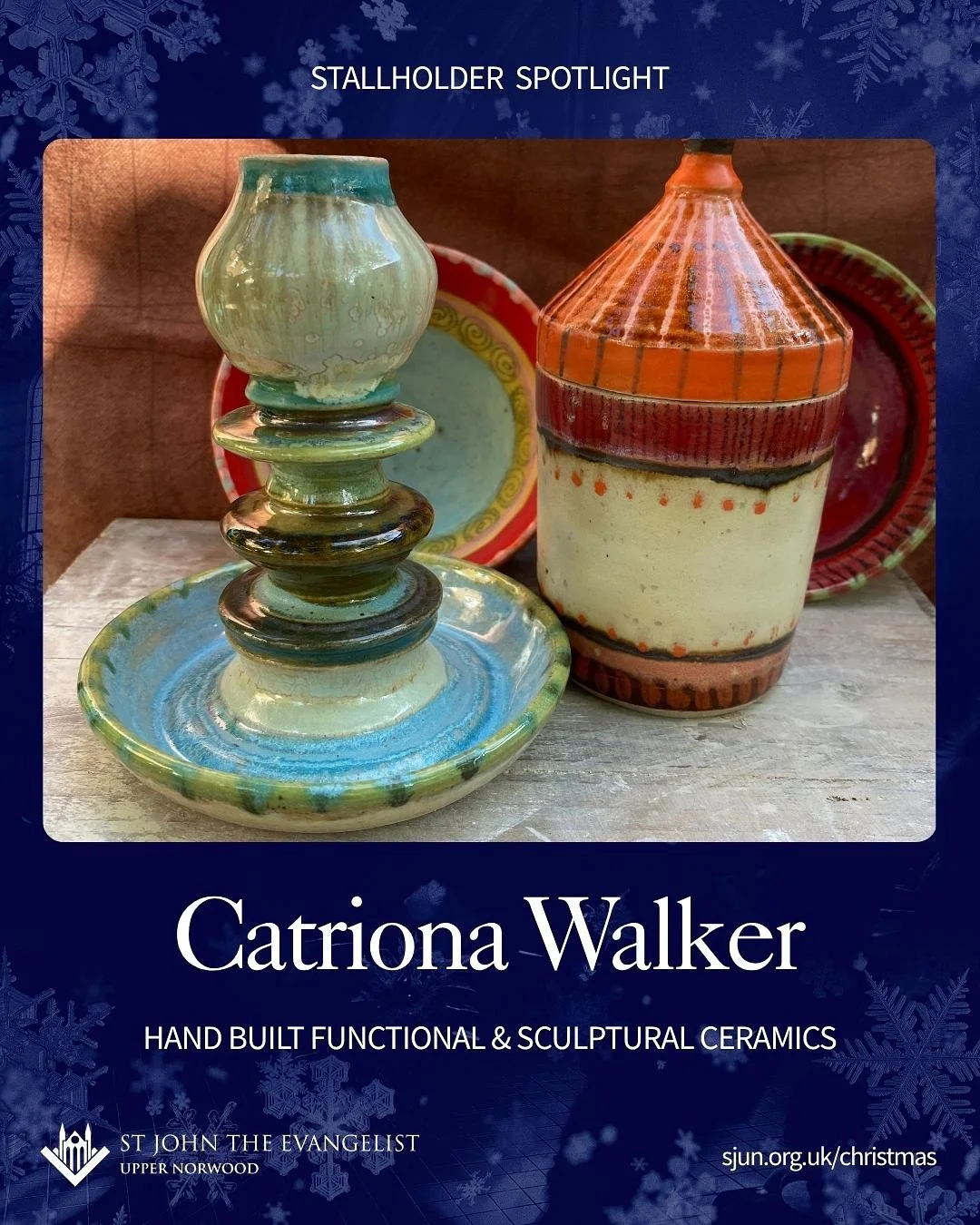 🎄 Countdown to the Christmas Market: 1 Month to Go! Over the next few weeks, we&rsquo;ll be showcasing the amazing artists, makers, and creators you can meet at the market.

✨ Stall Spotlight: Catriona Walker
Handmade ceramics full of colour, textur