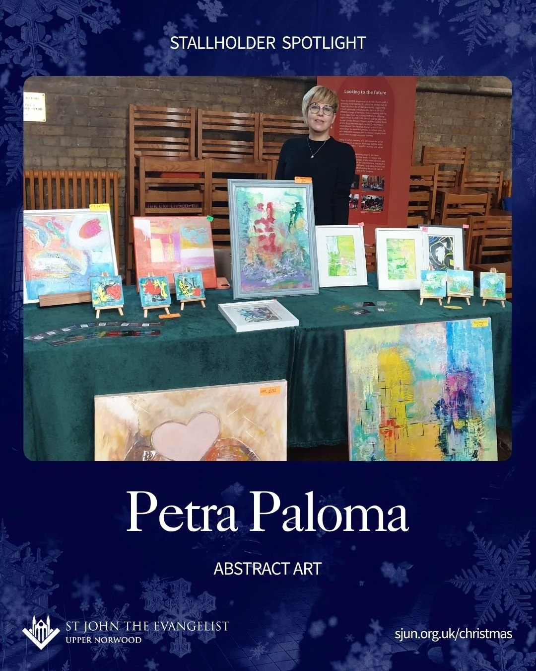 🎨 Stallholder Spotlight: Meet Petra Paloma, a regular at St John&rsquo;s Christmas Market and one of our amazing volunteers, supporting Playtime Disciples and many other community initiatives! ✨

For Petra, painting is like walking through a maze&md