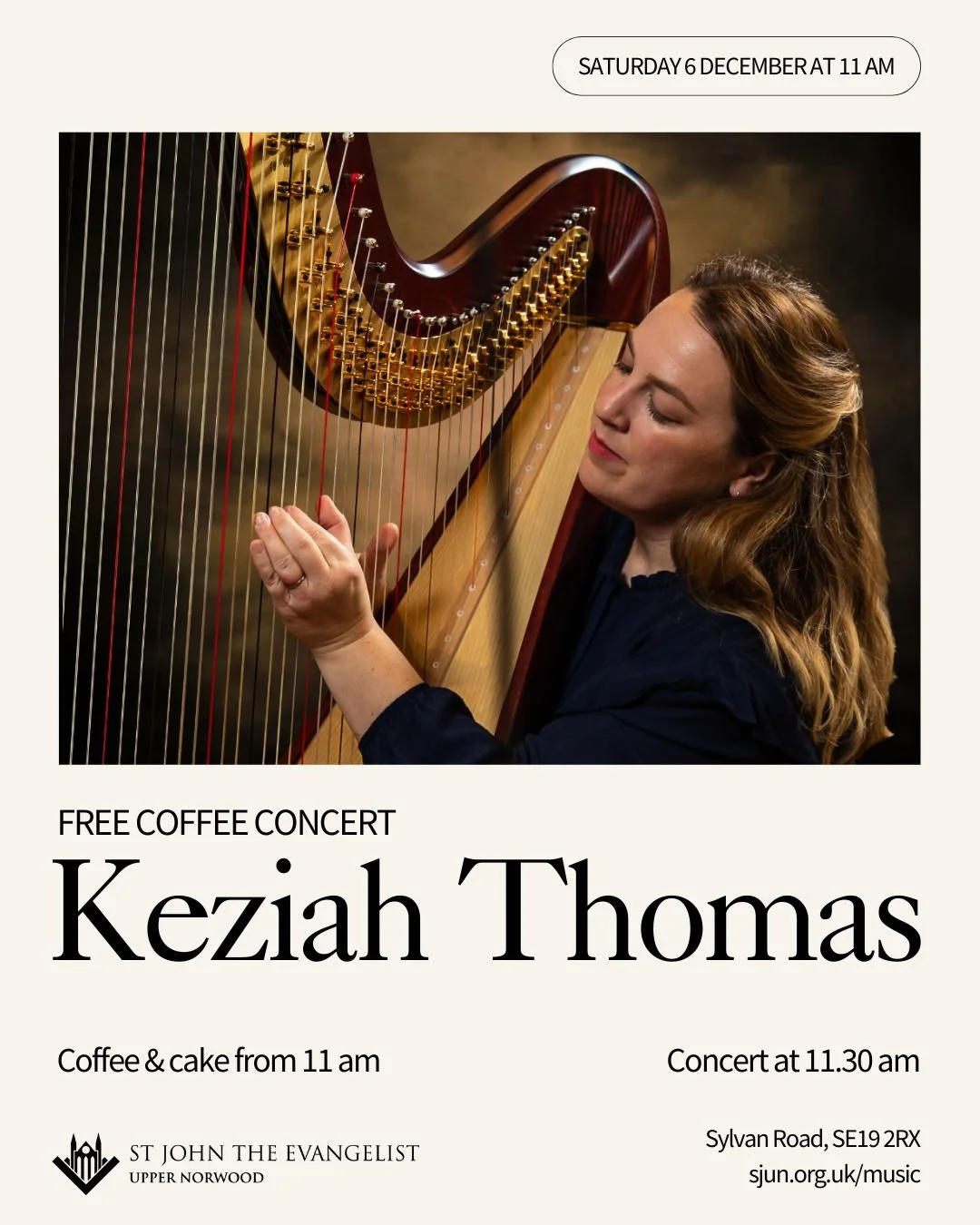 We&rsquo;re thrilled to welcome Keziah Thomas, a truly exceptional harpist, for our Coffee Concert on Saturday, 6 December.

Keziah&rsquo;s recent transcription of Vivaldi&rsquo;s Four Seasons and her acclaimed album Crossing Waves have captivated au