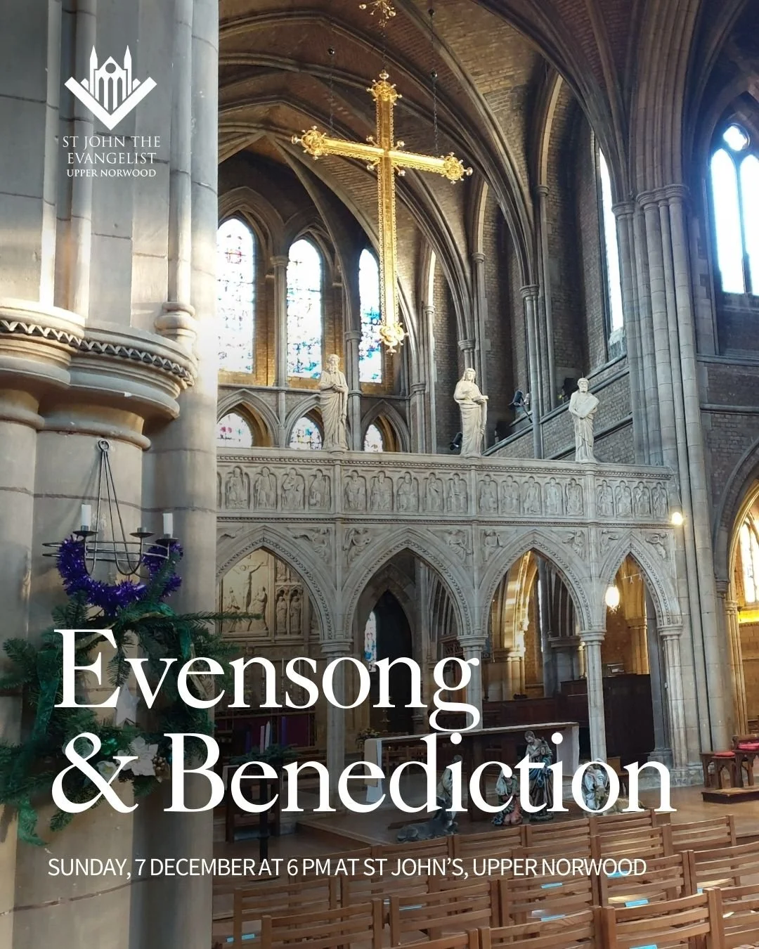 Join us this Sunday at 6 PM at St John&rsquo;s, Upper Norwood, for Evensong &amp; Benediction&mdash;a reflective service to bring calm and grace to your week.

All are warmly welcome.

sjun.org.uk/music