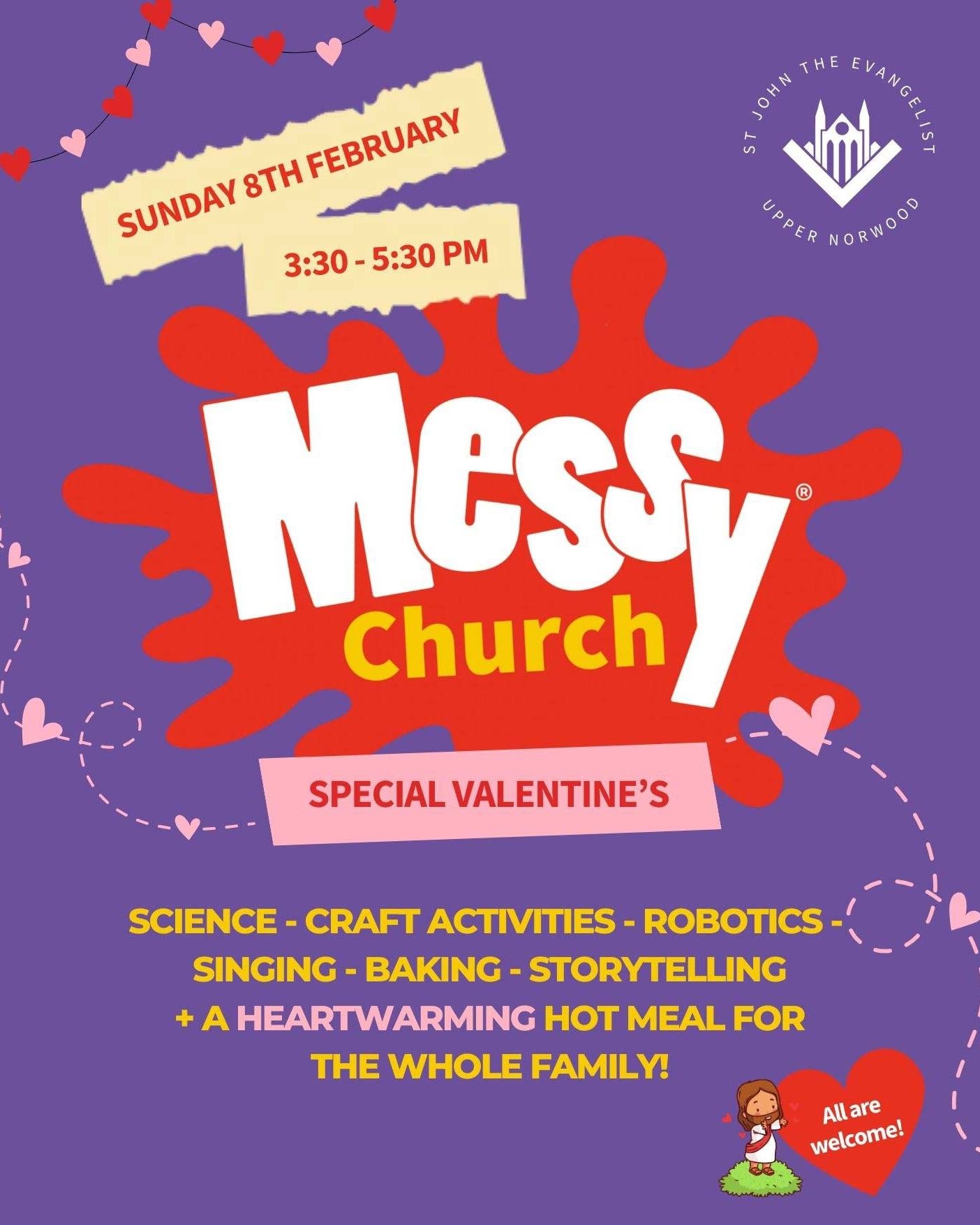 ✨ Only 2 weeks to go! ✨

Get ready for a Valentine&rsquo;s-themed Messy Church at St John&rsquo;s, Upper Norwood! Love, creativity, and fun for the whole family &ndash; we can't wait to see you there!

📅 Sunday, 8th February | 3:30&ndash;5:30 pm

Se