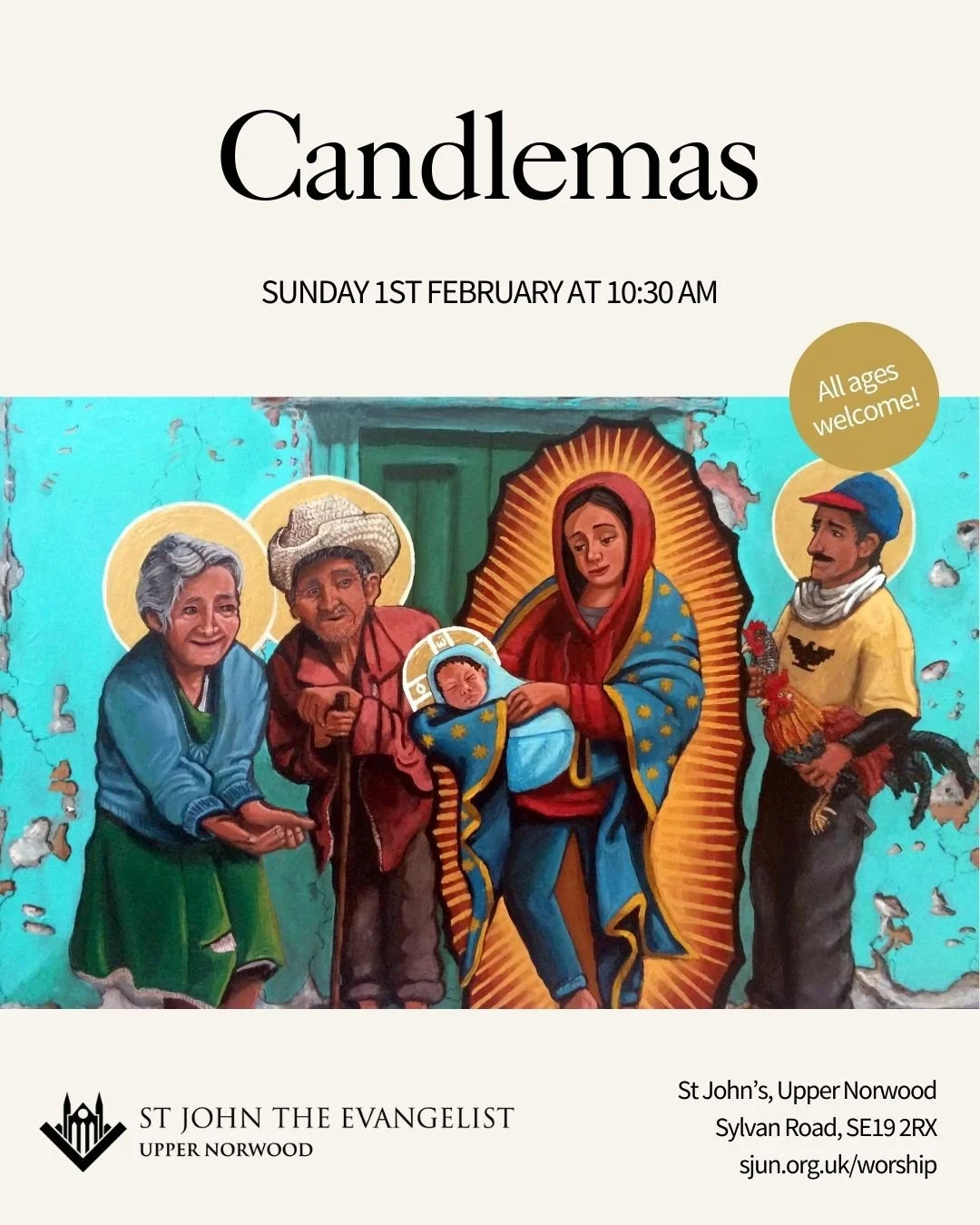 Join us this Sunday for the end of the festive season with a High Mass at 10:30 AM for the Presentation of Jesus in the Temple (Candlemas), followed by a parish lunch in the Hall. Everyone is welcome! 💛

sjun.org.uk/worship

Artwork: "La presen