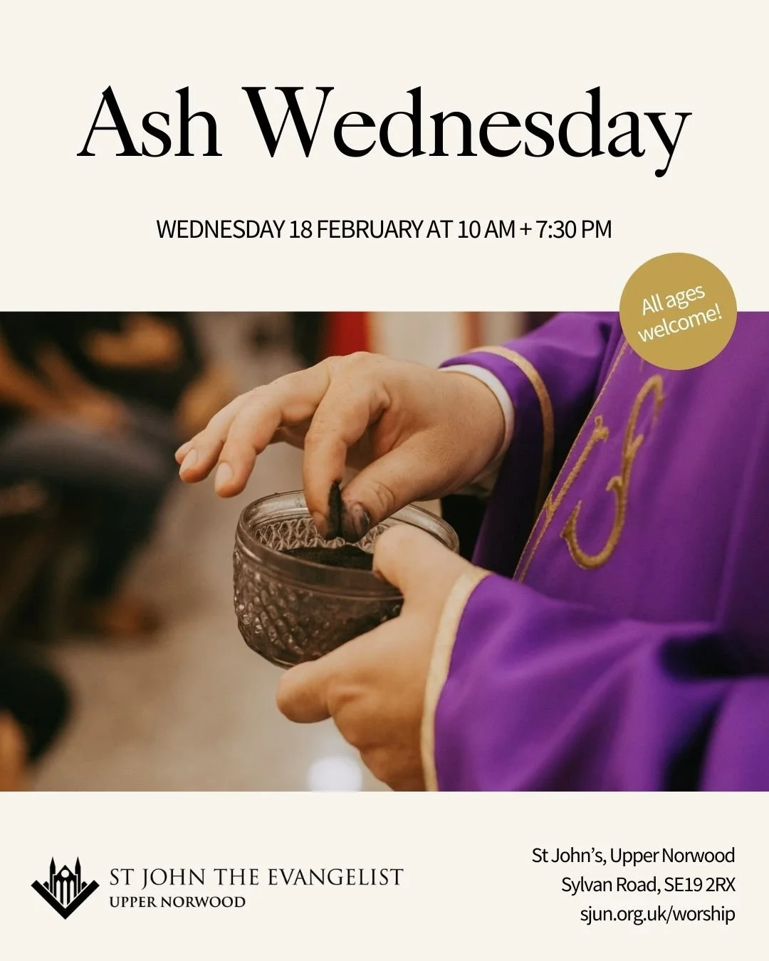 🕊 One week until Ash Wednesday.

Lent begins with a simple reminder:
&ldquo;Remember that you are dust, and to dust you shall return.&rdquo;

Join us as we enter this holy season of reflection and renewal with a 🌿 Low Mass at 10 AM and a High Mass 