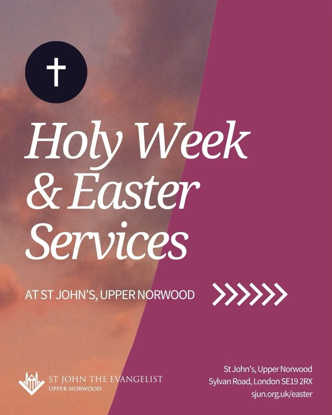 Holy Week and Easter Services at St John&rsquo;s, Upper Norwood ✝️ 
Here&rsquo;s a summary of our services for Holy Week and Easter! We invite you to join us on our journey towards the cross and resurrection.

Everyone is welcome ❤️🙏🏽 
For full det