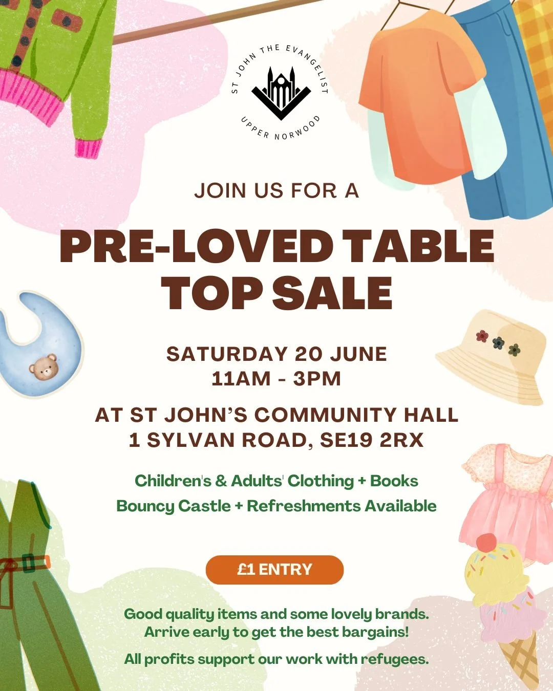 📚 Preloved Table Top Sale! 🛍️

We warmly invite you to our Preloved Table Top Sale on Saturday, 20 June, 11am-3pm, a wonderful opportunity to pick up some fantastic finds while supporting a great cause. Browse a carefully gathered selection of good