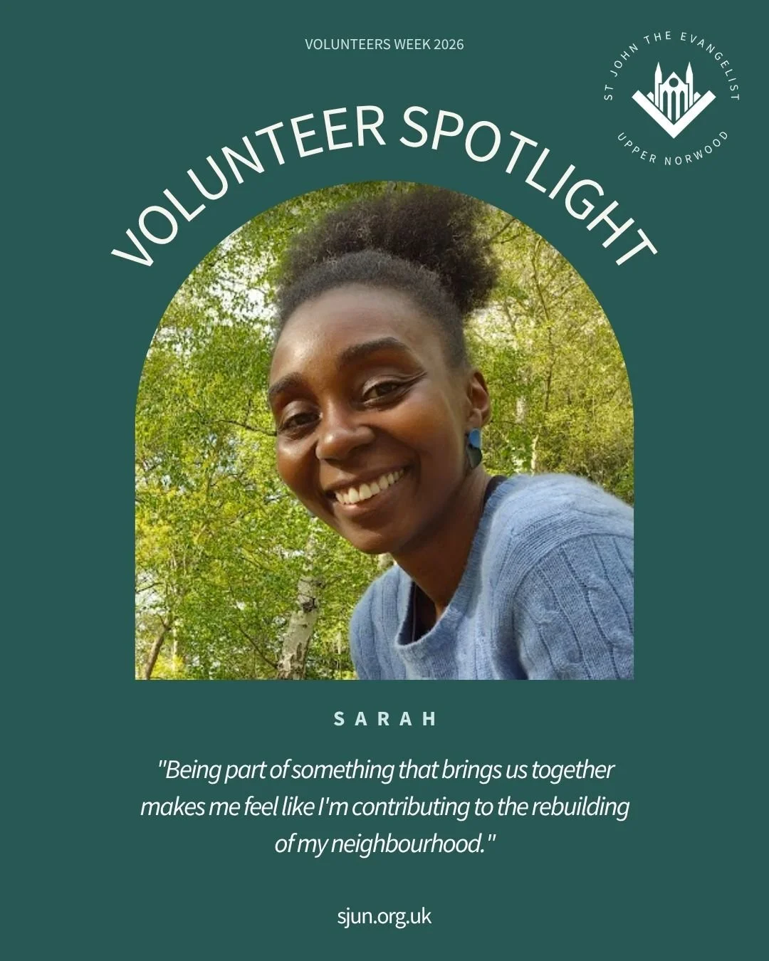 ✨ Volunteer spotlight: Meet Sarah 💛

Sarah volunteers across some of St John's most loved community spaces: Messy Church, PlayTime!, and The Hub. For her, showing up isn't just about helping out. It's about belonging, rebuilding her neighbourhood, a