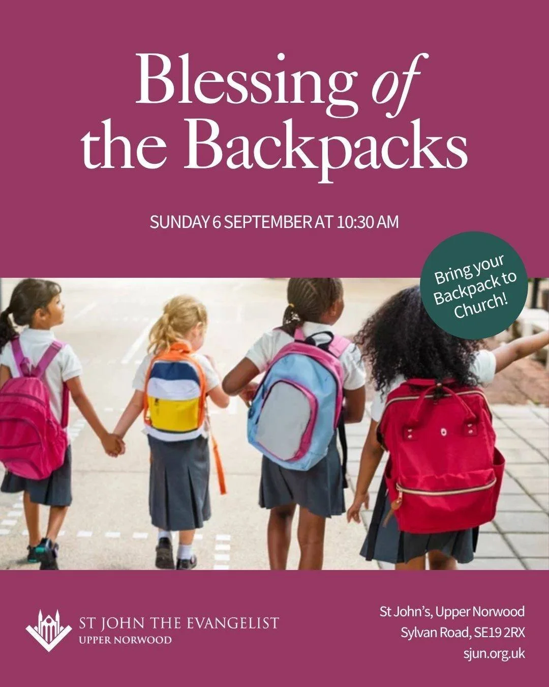 📚🎒 New School Year, New Blessings!

Join us next Sunday, 6th September, at the 10:30 AM Mass as we bless the backpacks of our children and young people ahead of the new school year! 🙏

Whether they're starting Reception or heading into their final
