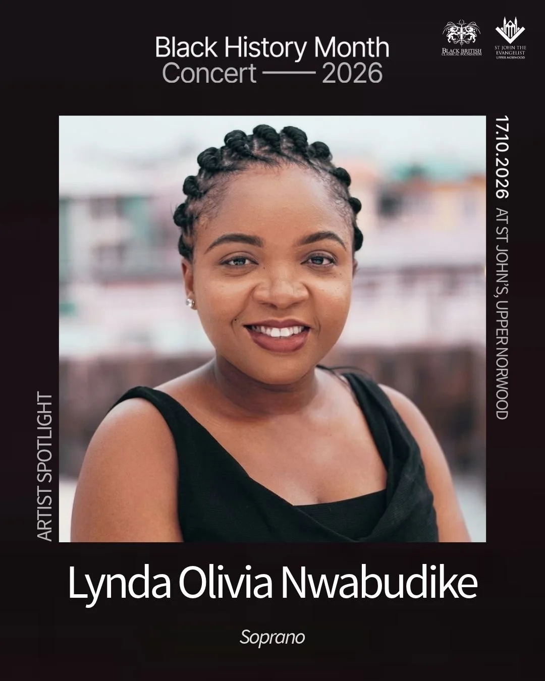 Artist spotlight ✨ Meet Lynda Olivia Nwabudike, soprano.

Lynda began her career as an electrical engineer before turning to music, and went on to graduate from the MUSON School of Music with First Class honours and the title of Best Graduating Femal