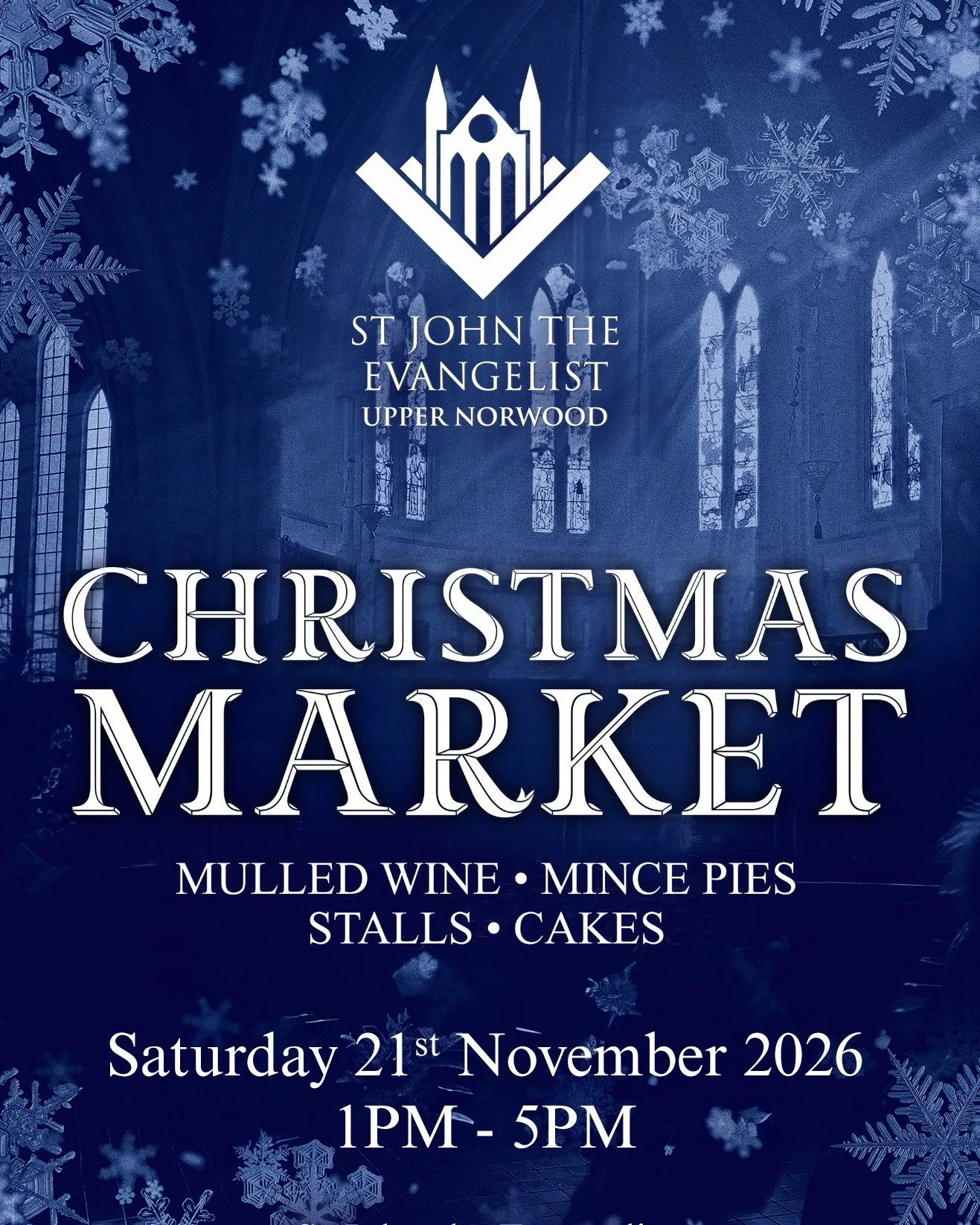 🎄 Save the date: St John&rsquo;s Christmas Market is back! 🎄

Join us on Saturday 21st November, 1-5 PM at St John&rsquo;s, Upper Norwood, for a wonderful afternoon to begin the Christmas season.

Over 50 local exhibitors will be there with handmad