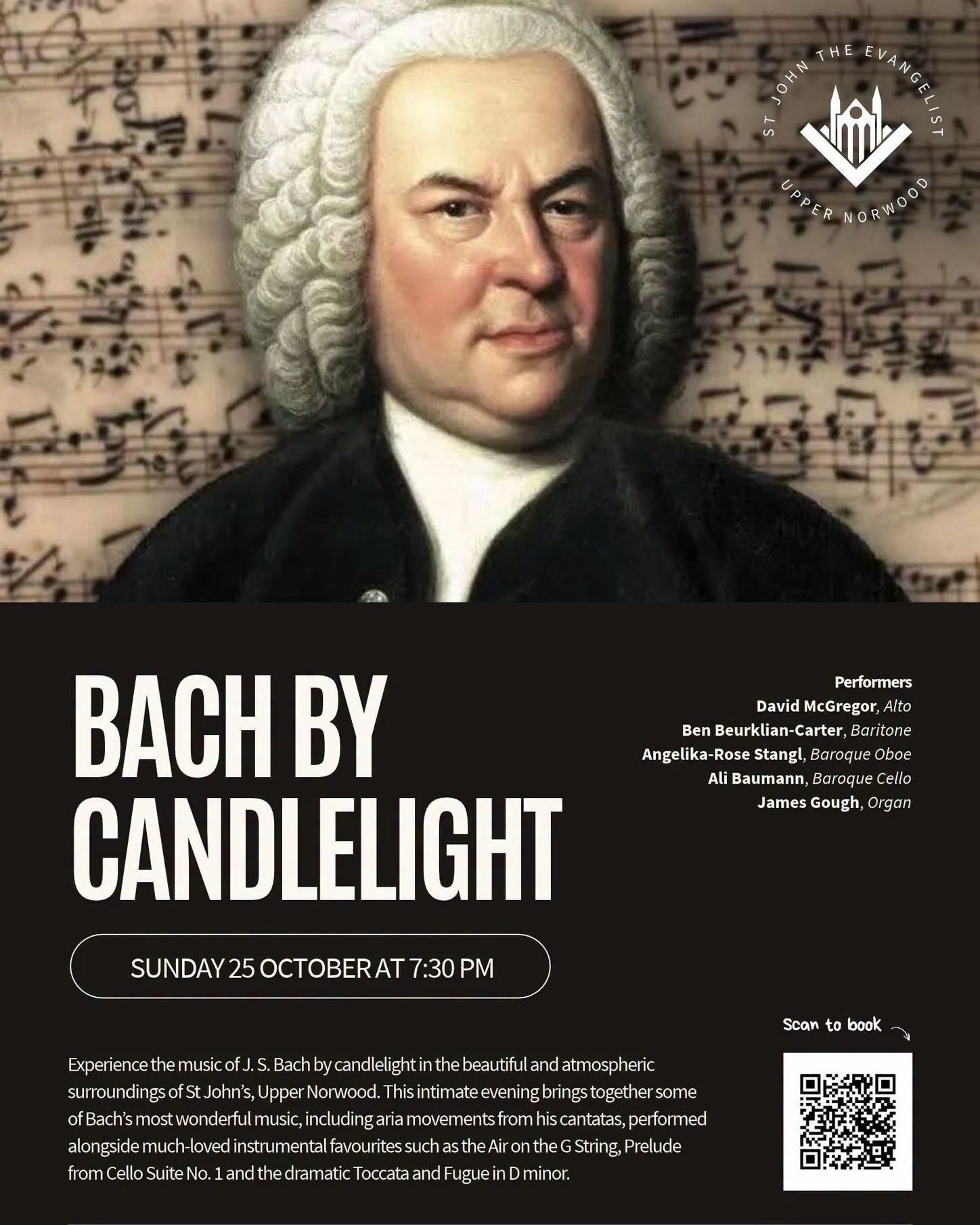 🕯️🎶 Experience the music of J. S. Bach by candlelight in the beautiful and atmospheric surroundings of St John's, Upper Norwood this Sunday 25 October at 7.30pm.

This intimate evening brings together some of Bach&rsquo;s most wonderful music, incl