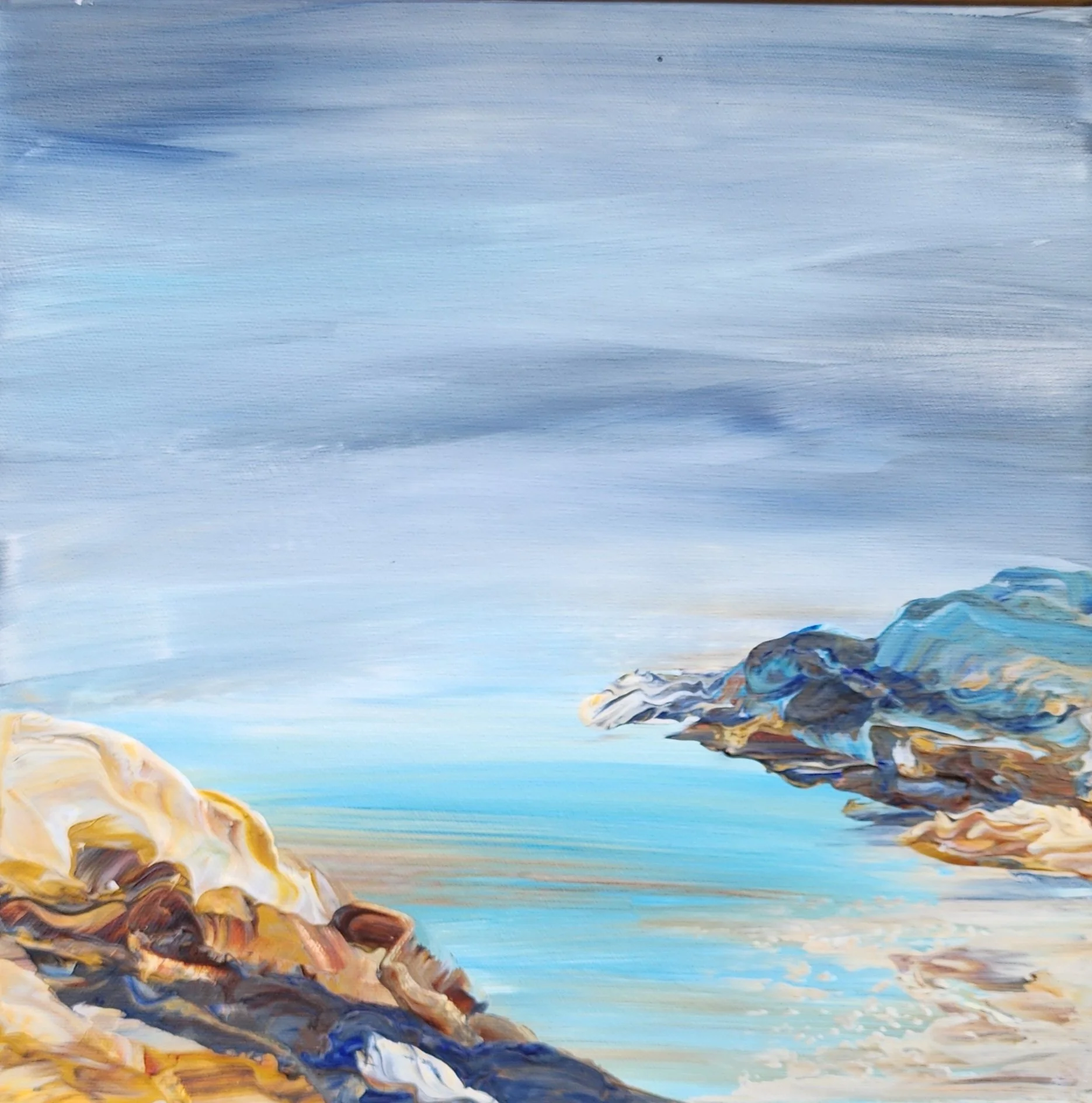 Rock Pools, 2024, Acrylic on canvas (floating frame) - 30 x 30 x 4.5 cm