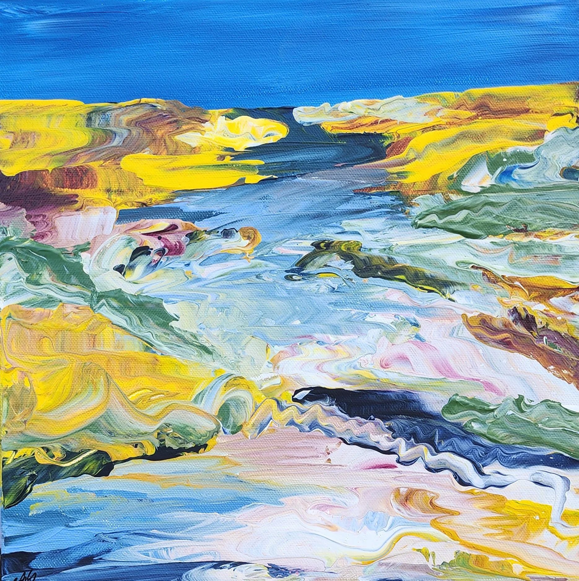Tidal Waters, 2023, Acrylic on canvas (floating frame) - 30 x 30 x 4.5 cm