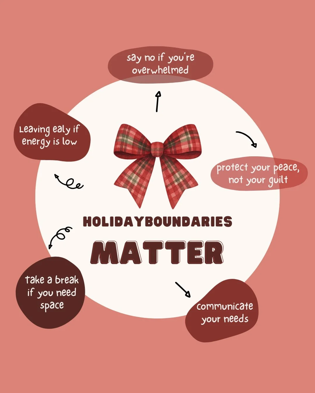 Holiday boundaries aren&rsquo;t about being difficult - they&rsquo;re about protecting your energy, your recovery, and your peace.

You&rsquo;re allowed to leave early.
You&rsquo;re allowed to decline an invite.
You&rsquo;re allowed to pause a conver