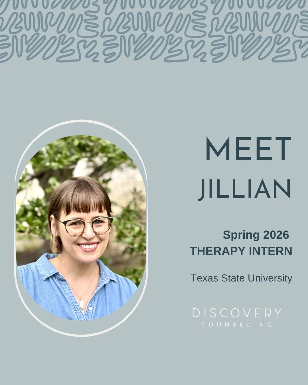 Please join us in welcoming Jillian, LPC Intern to the Discovery Counseling Austin team! 

Jillian is passionate about supporting folks navigating complex trauma, anxiety, self-esteem, grief, and parts work with curiosity, compassion, and grounded pr