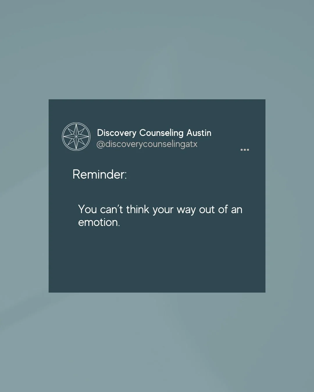You can&rsquo;t think your way out of an emotion.

We often try to analyze, rationalize, or &ldquo;logic&rdquo; our way through feelings like anxiety, sadness, or anger. But emotions aren&rsquo;t problems to solve, they&rsquo;re experiences to move t