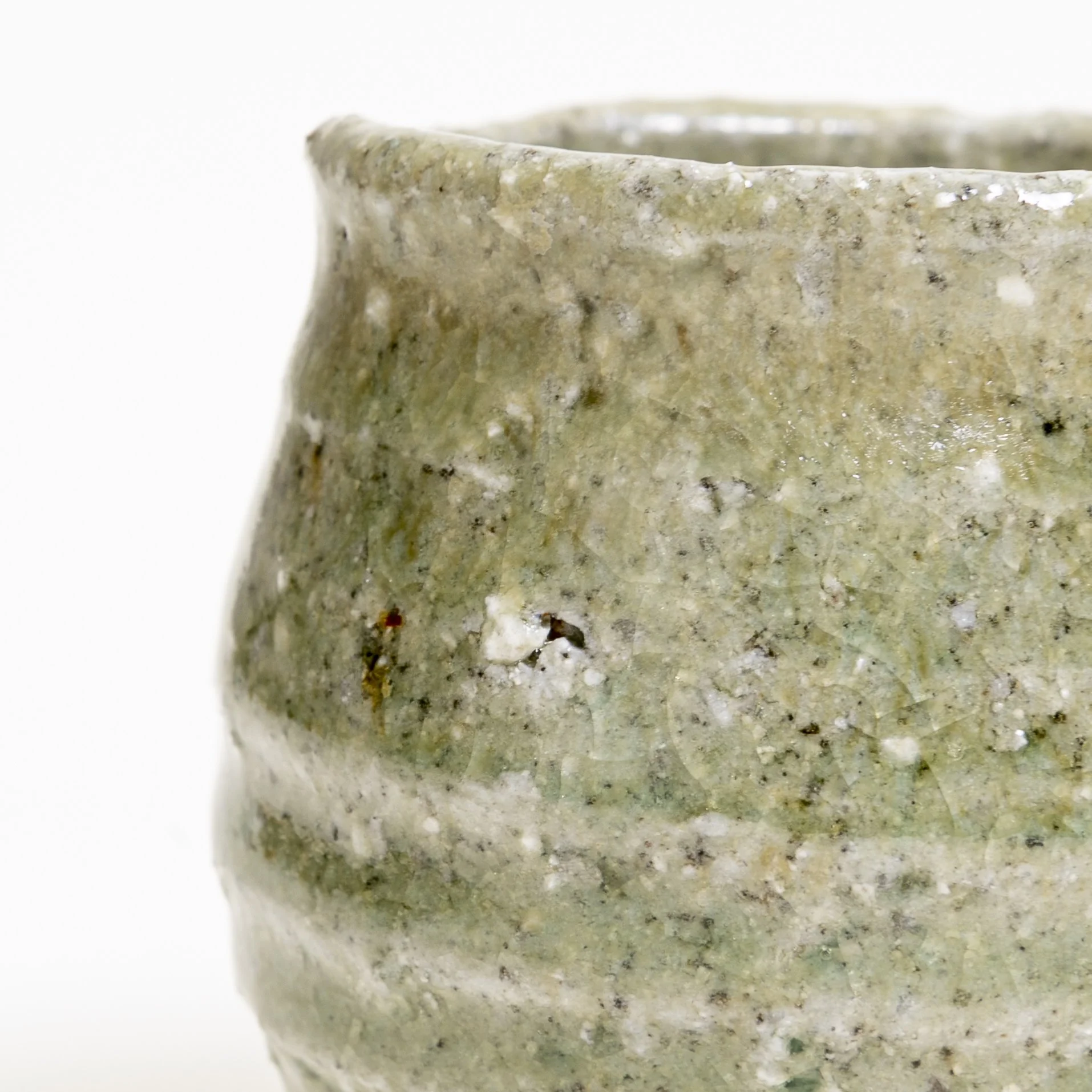 river cup wild clay ash glaze detail