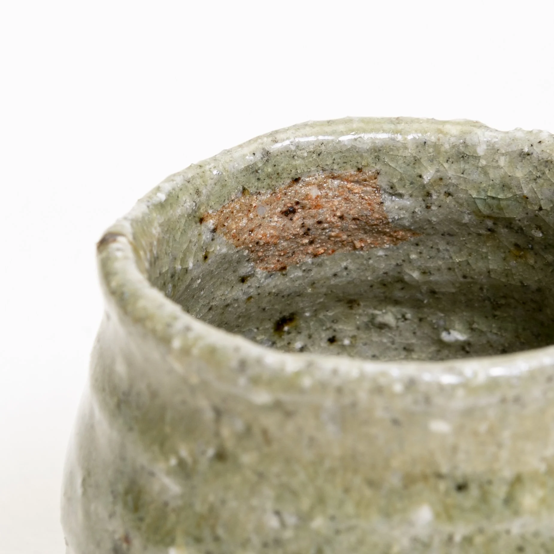 river cup wild clay ash glaze detail 2