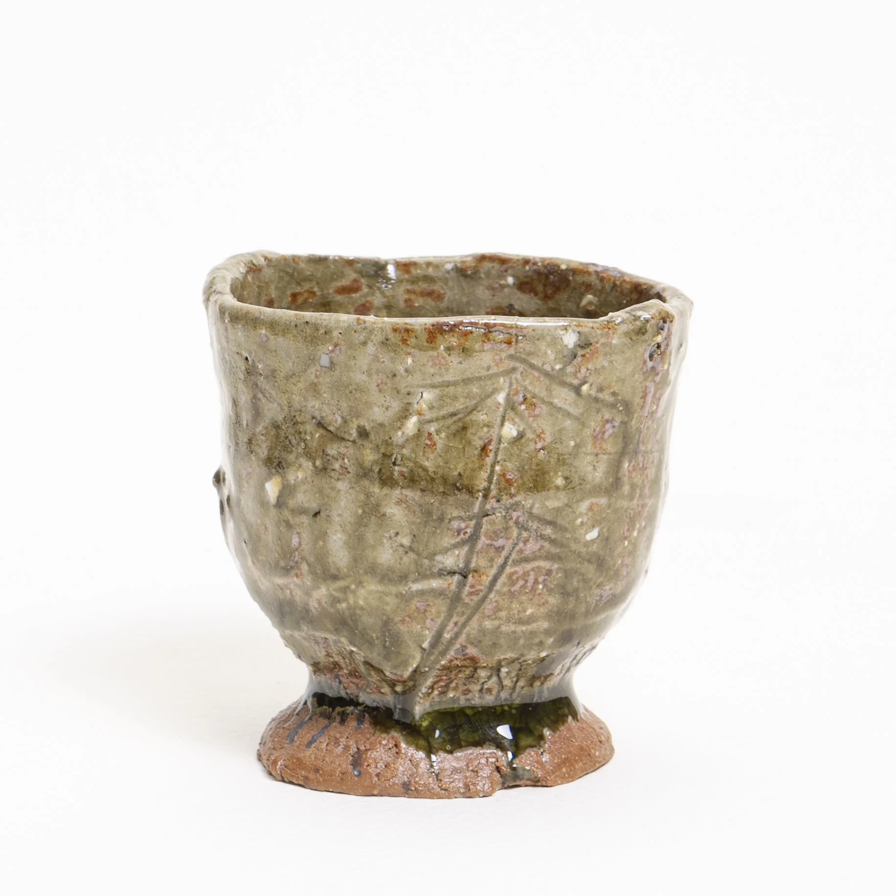 palm cup, wild clay ash glaze 1