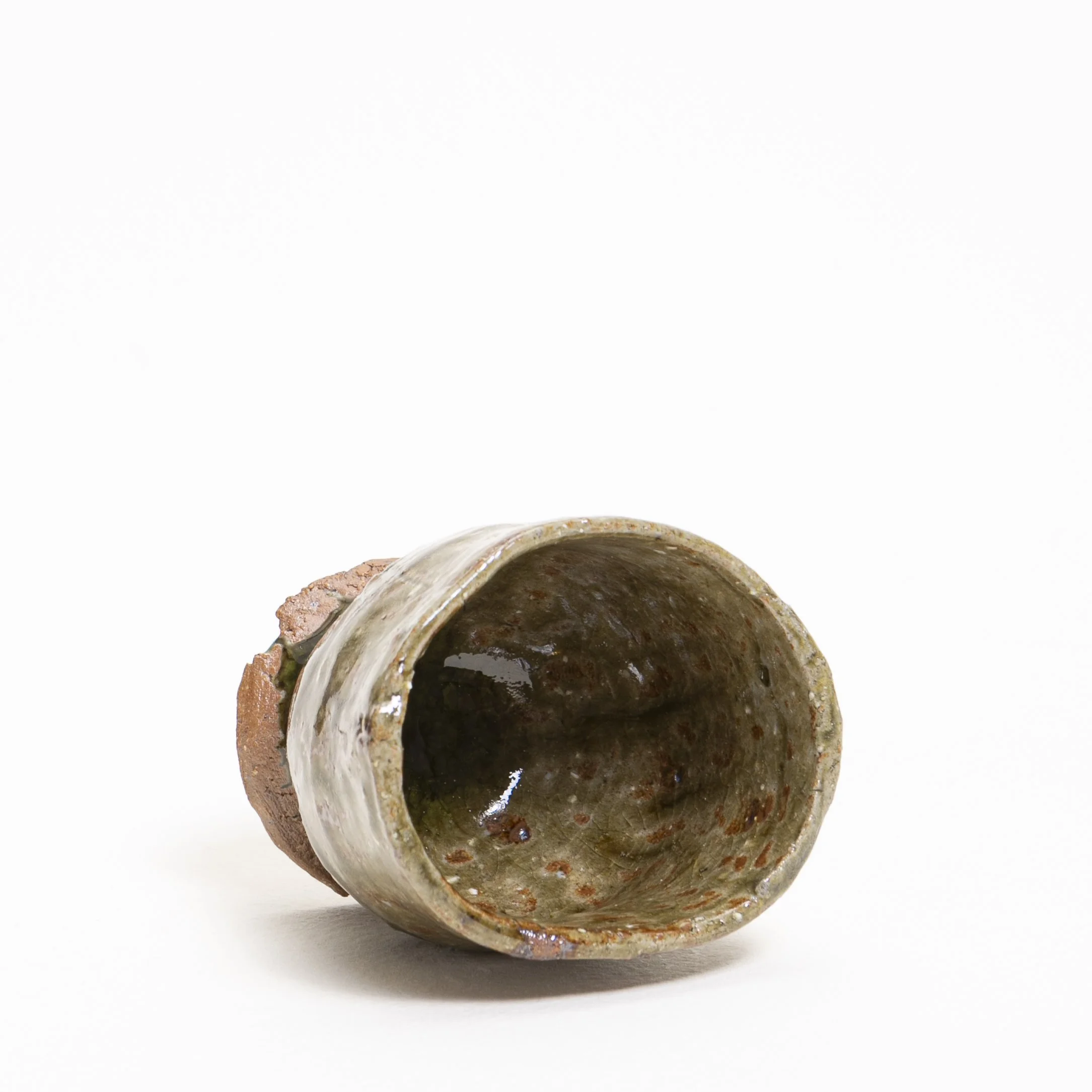 palm cup, wild clay ash glaze inside