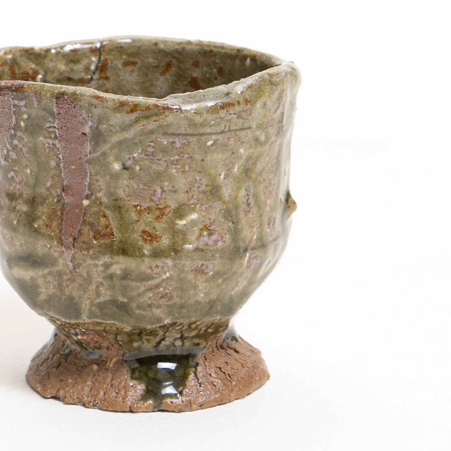 palm cup, wild clay ash glaze drip