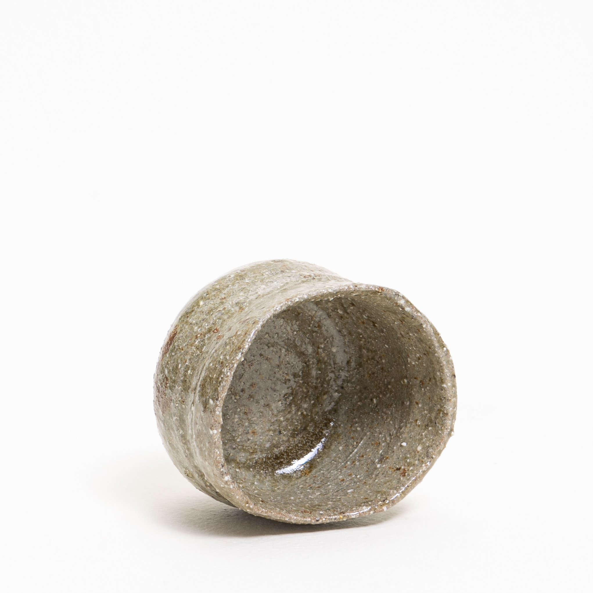 past cup wild clay ash glaze inside