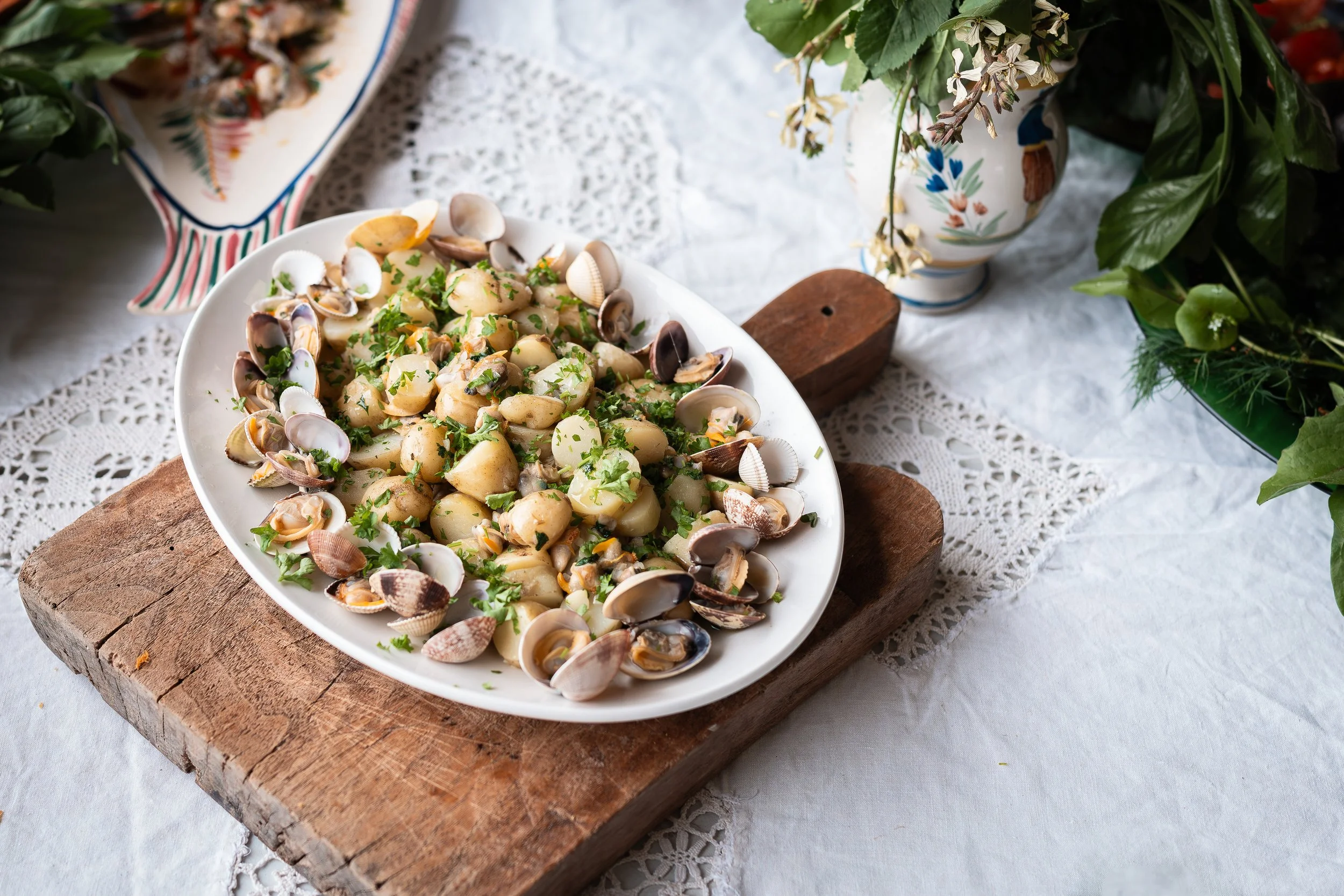 Jersey Royals with Cockles and Clams
