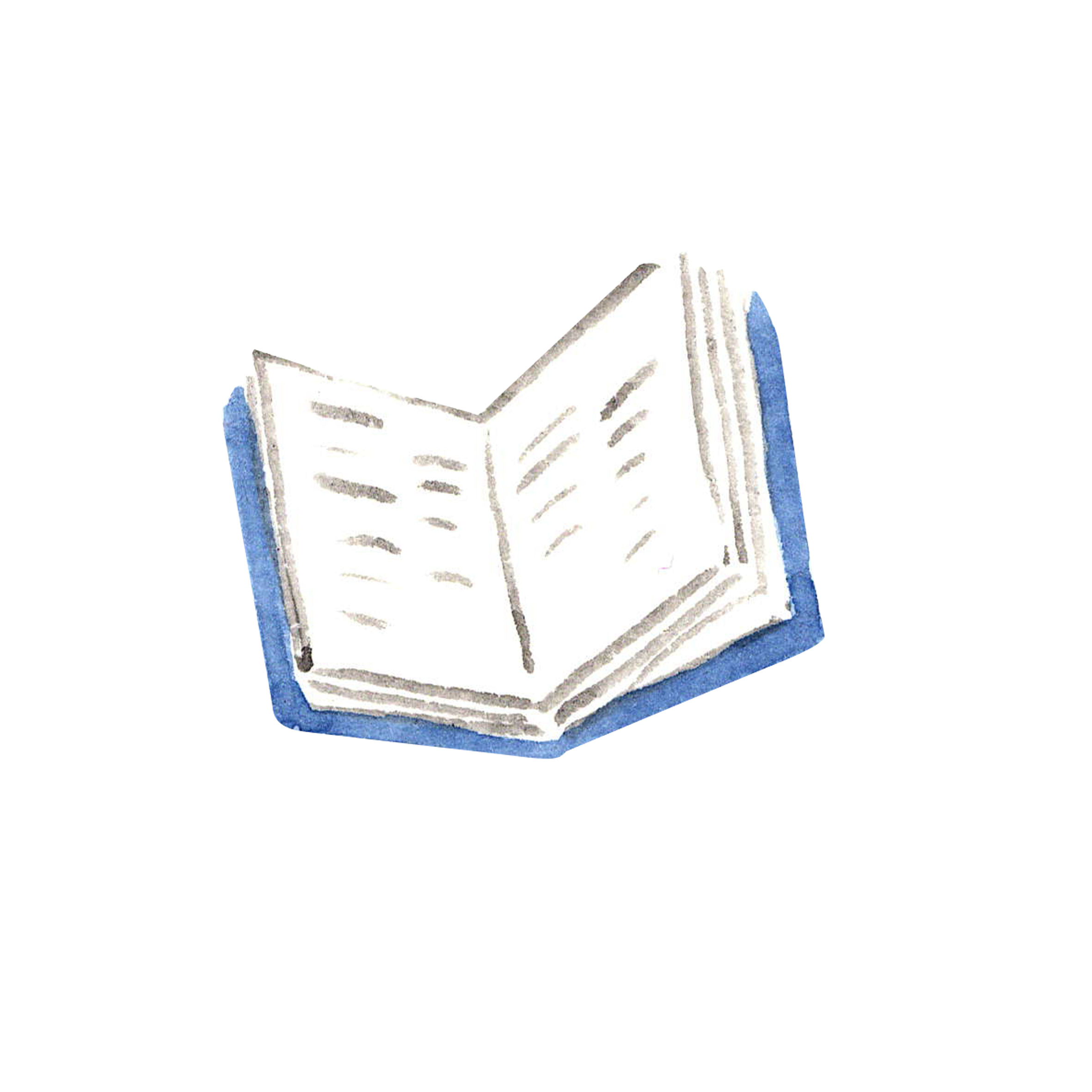 Watercolour illustration of an open book