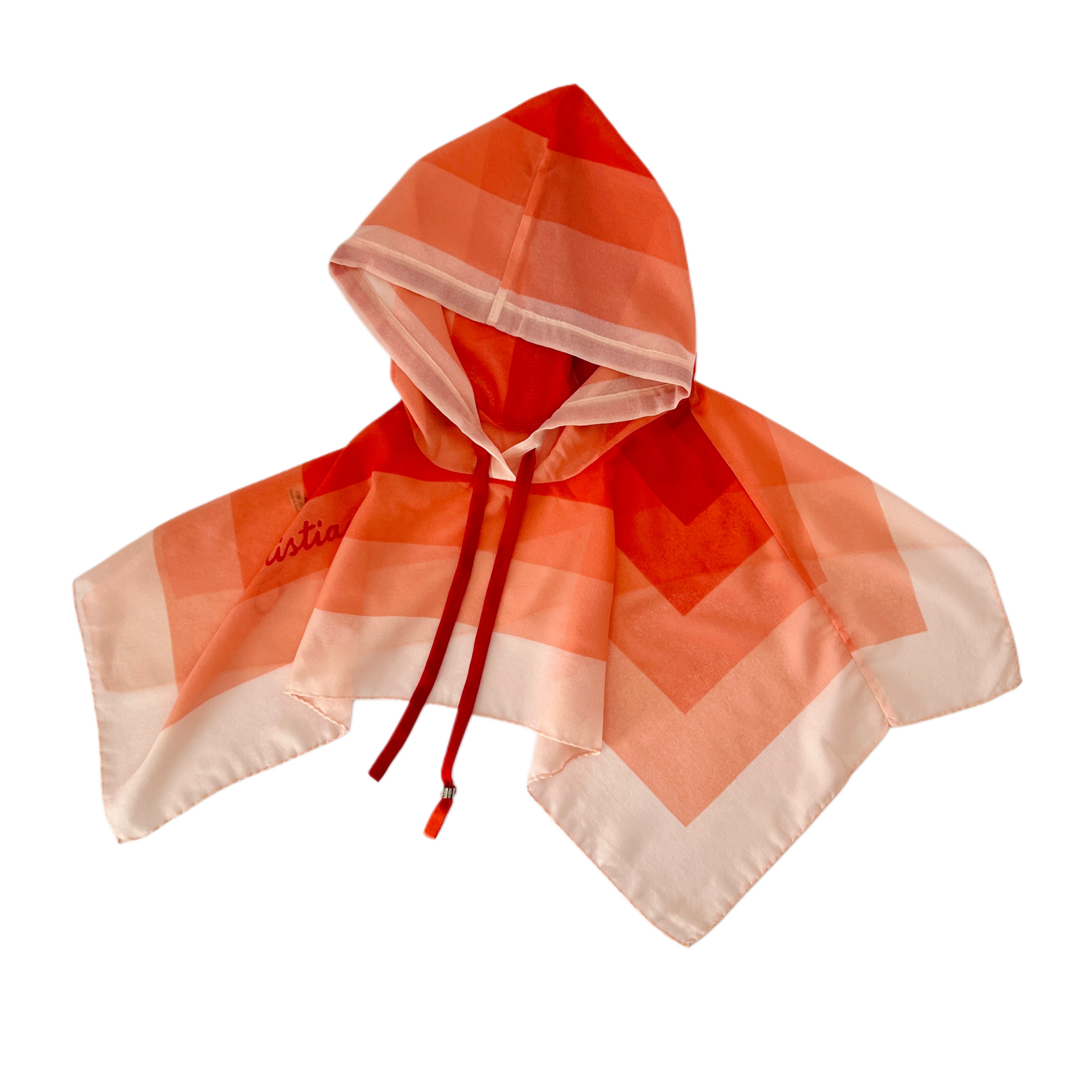 SILK SCARF HOOD - CRIMSON