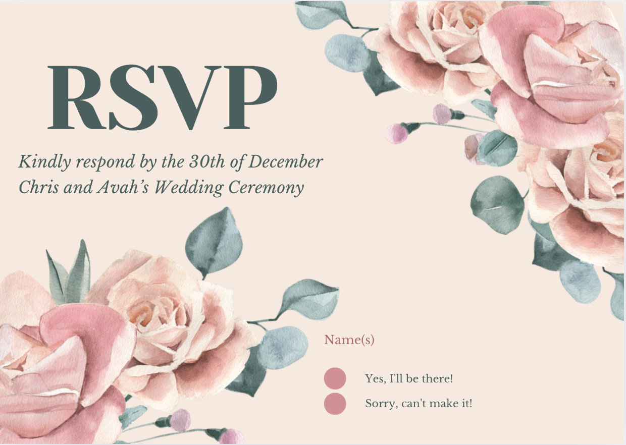 RSVP's for wedding due