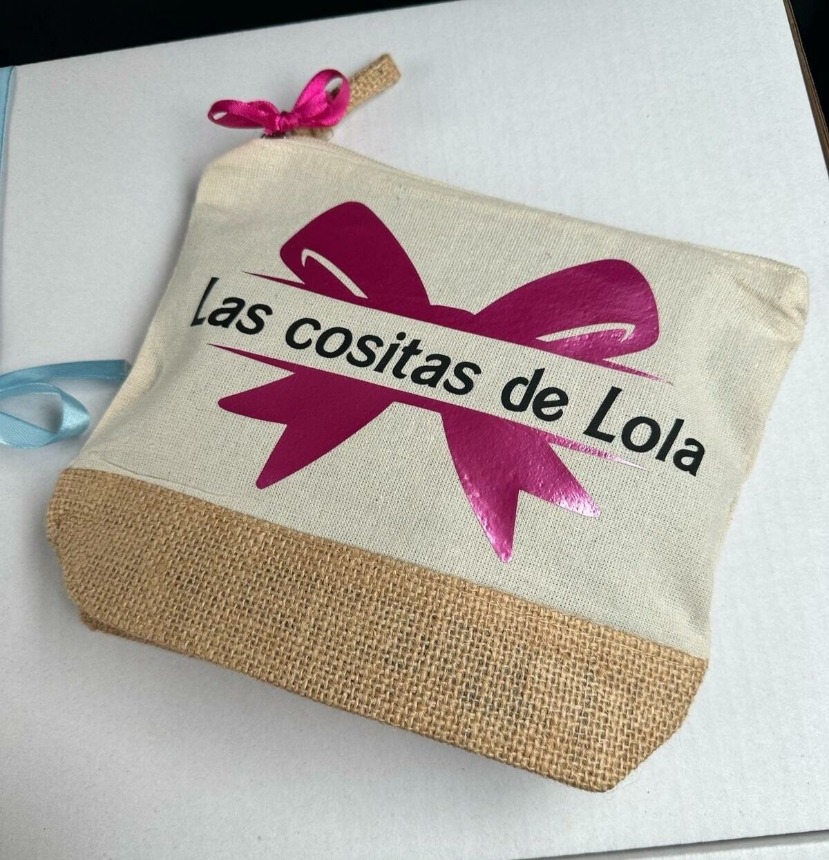Neceser algodón y yute - La Novia de Brighton | Batas personalizas y regalos de Novias