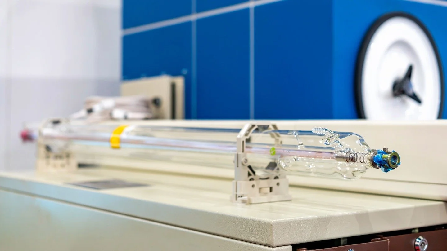 Example of a glass laser tube in laser engraver.