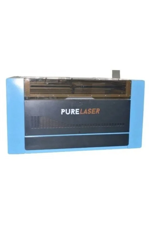 Blue and black laser engraver machine with the label 'PURE LASER'