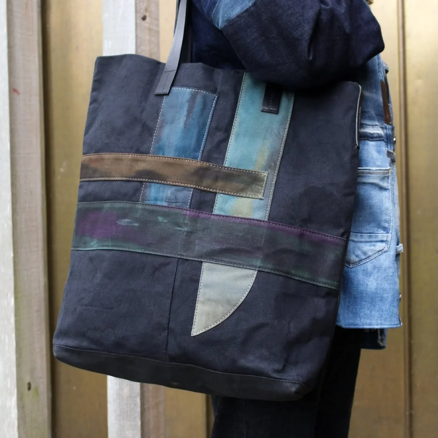 One of a kind, hand painted large waxed canvas tote bags handmade in our studio on the outskirts of London. Each bag is individually hand painted from upcycled canvas from all our V&amp;A orders over the years.

Individual and unique with ethically p