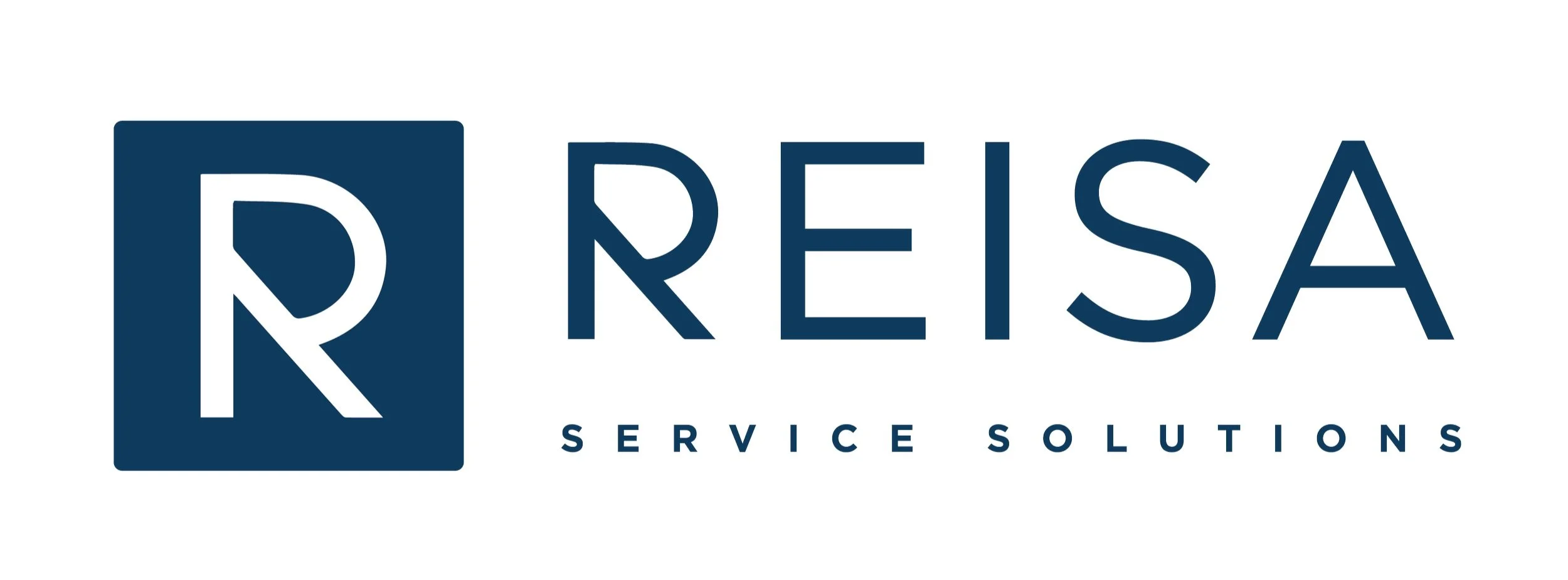 Logotipo de la empresa Reisa con fondo blanco, letra 'R' en un cuadrado azul y texto "Service Solutions" en azul.