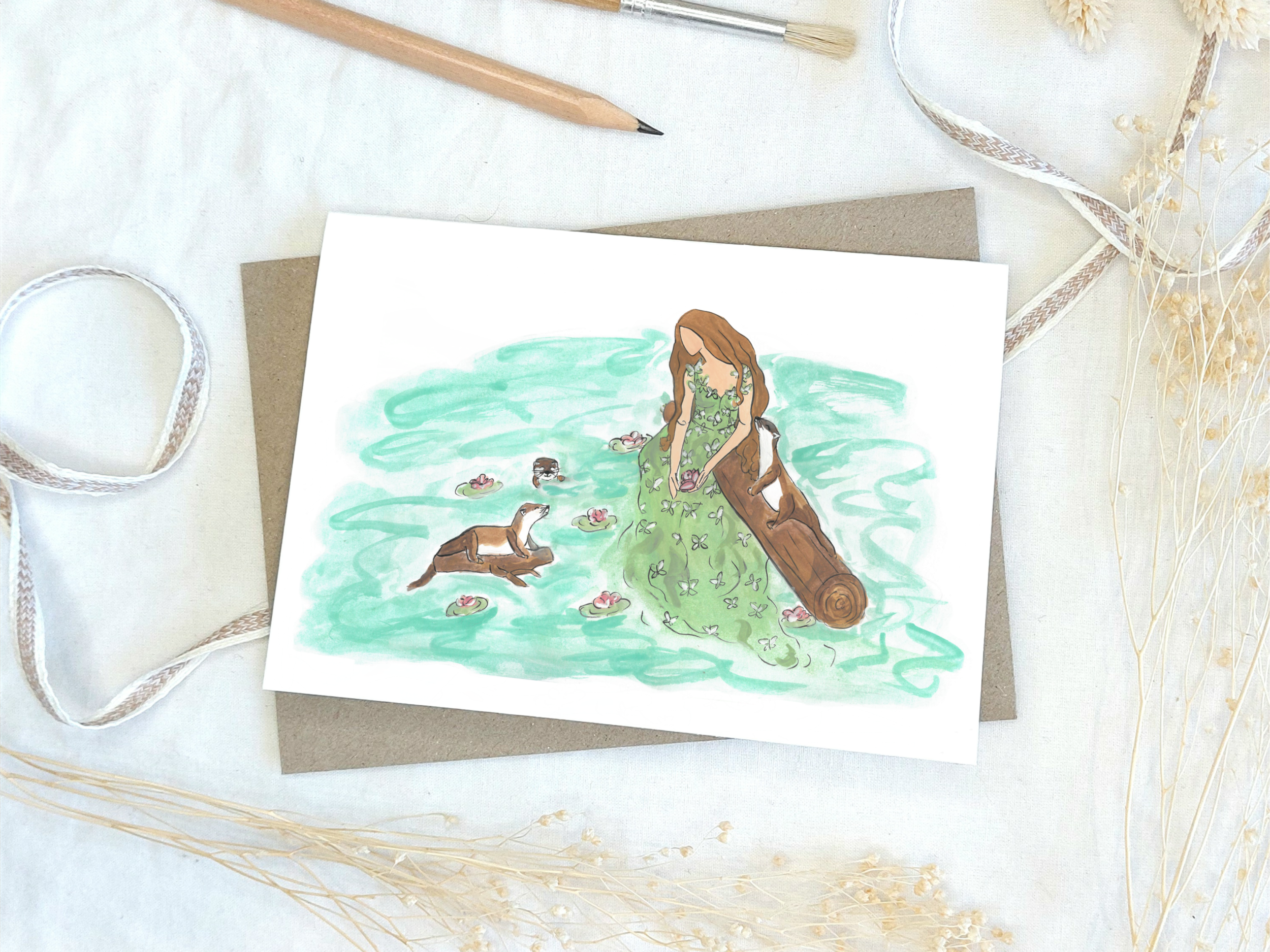 Ottilie and the Otters Greeting Card