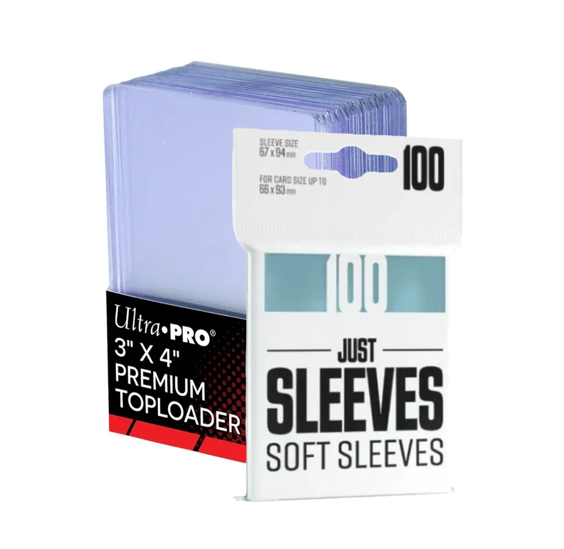 Ultra Pro 3" x 4" Super Clear Premium Toploader (25) & Just Sleeves: Soft Sleeves (100) Combo