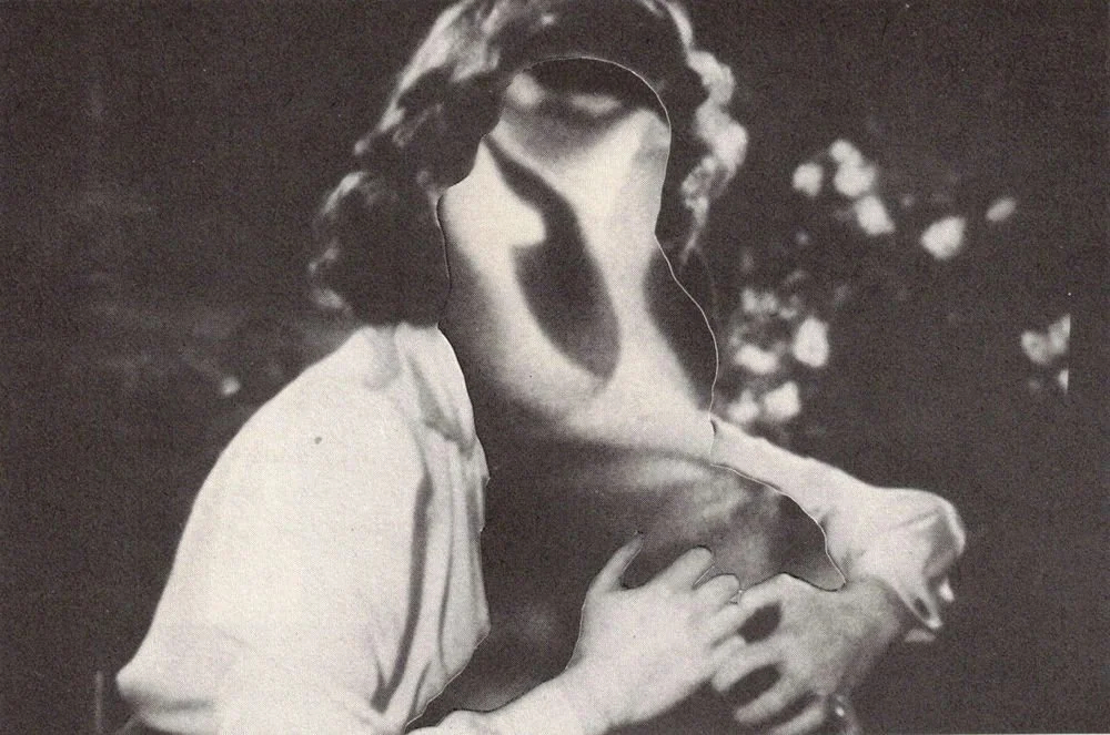 black white collage embracing figures sweet spooky